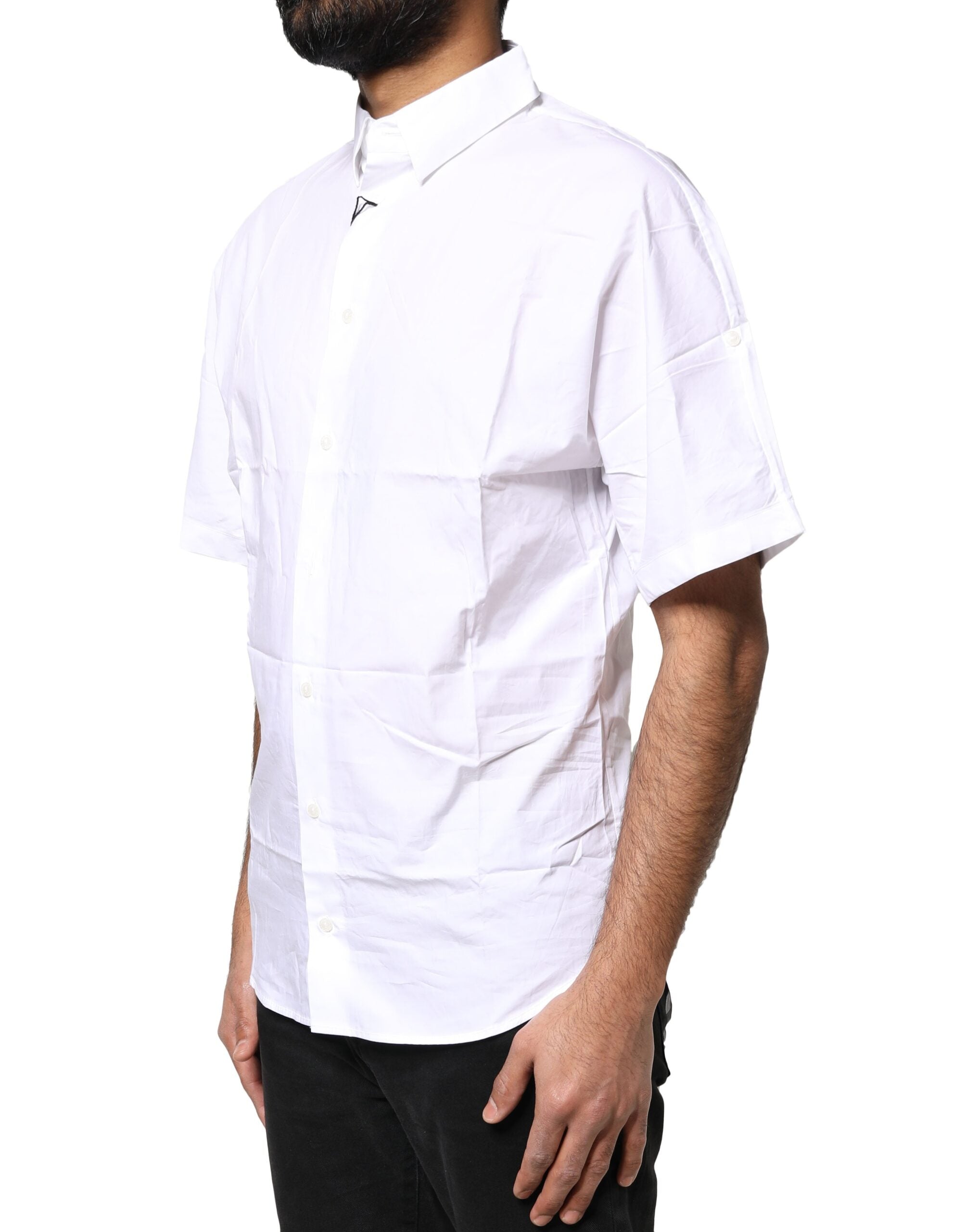 White Cotton Button Down Casual Men Polo Shirt