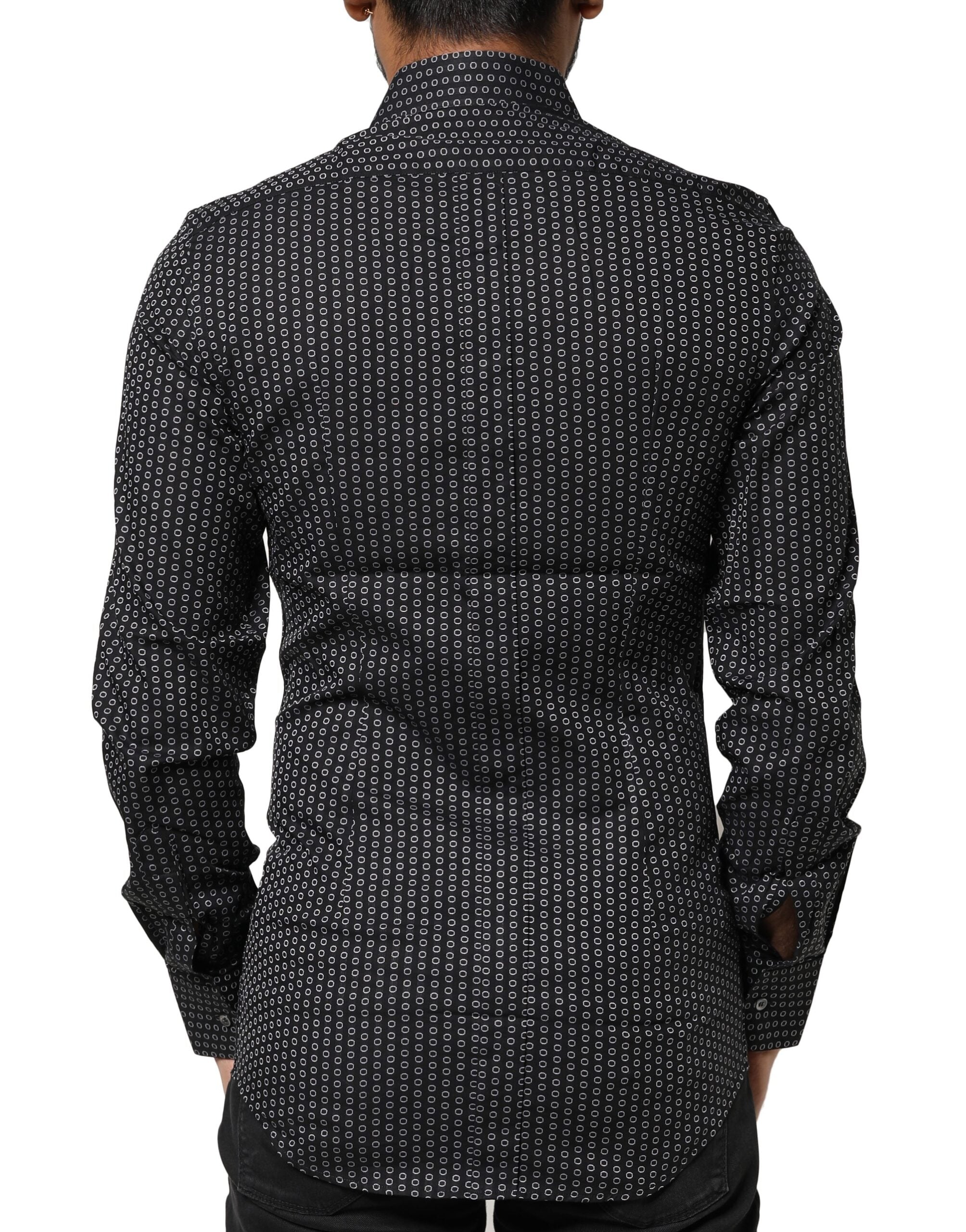 Black GOLD Patterned Cotton Men Dress Shirt