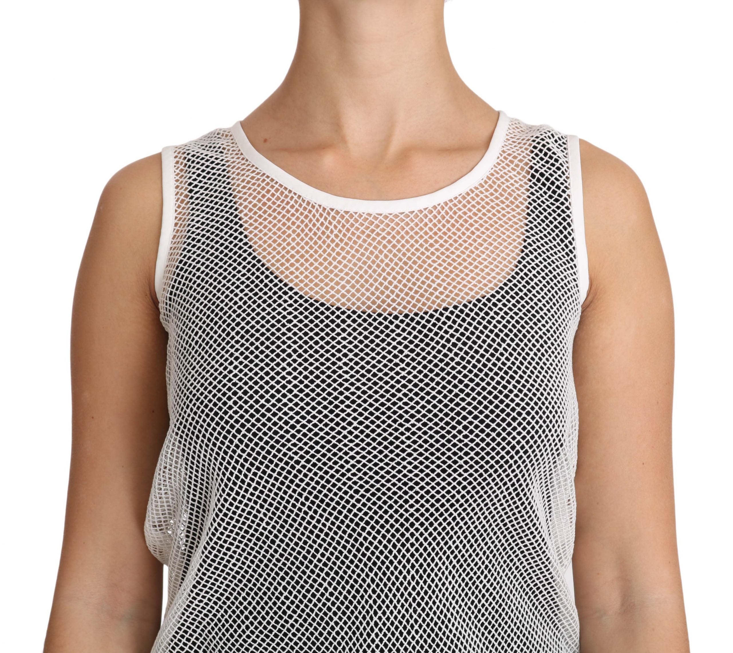 White Net Transparent Sleeveless Tank Top