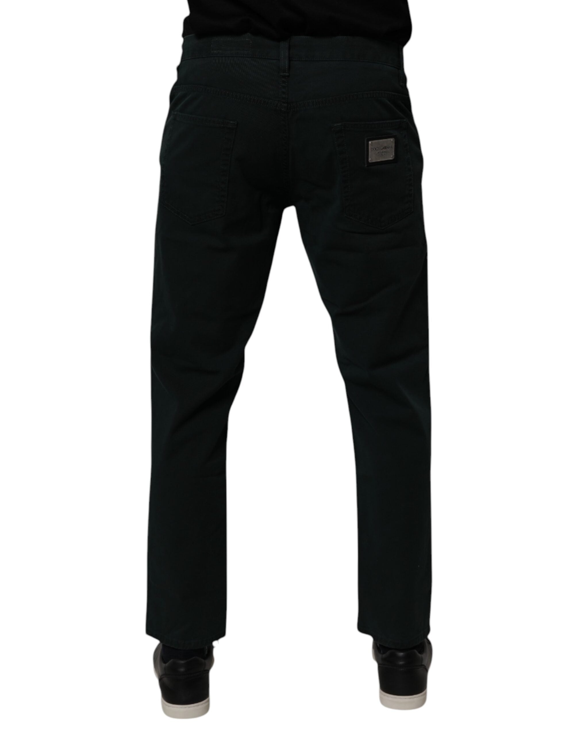 Dark Green Cotton Loose Men Denim Jeans