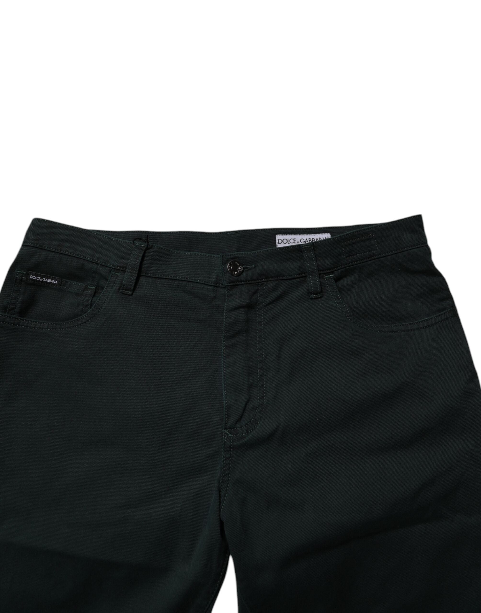 Dark Green Cotton Loose Men Denim Jeans