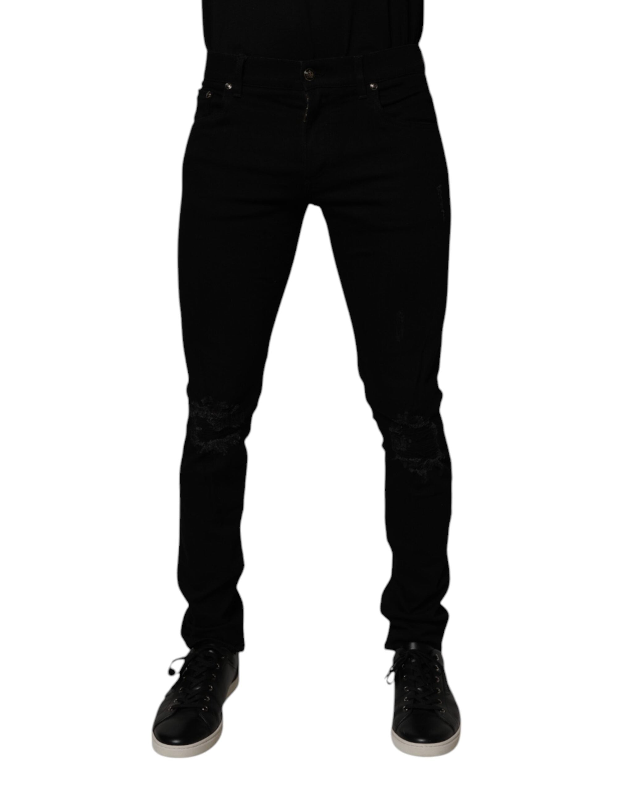 Black Cotton Stretch Skinny Men Denim Jeans