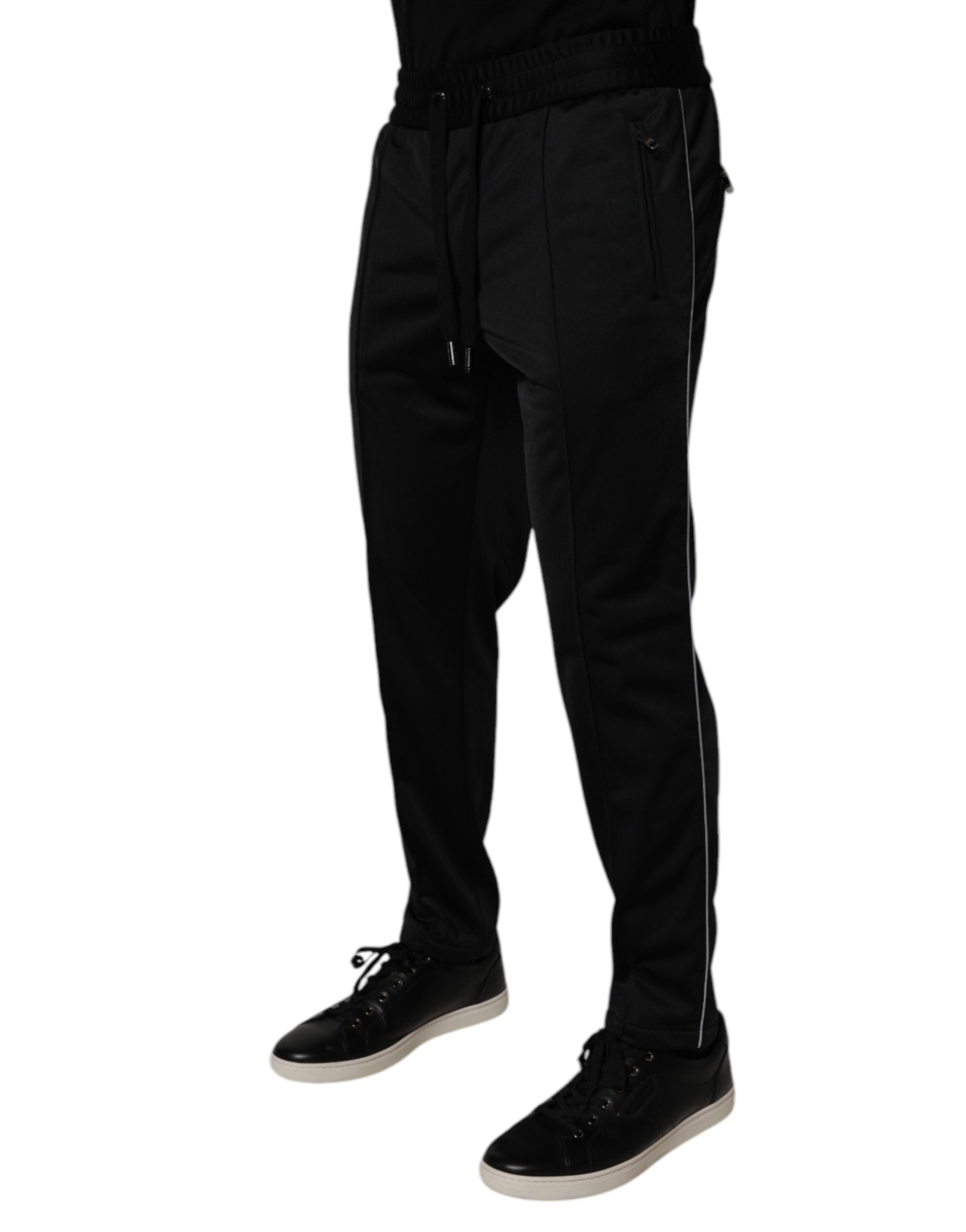 Black Polyester Men Jogger Sweatpants Pants