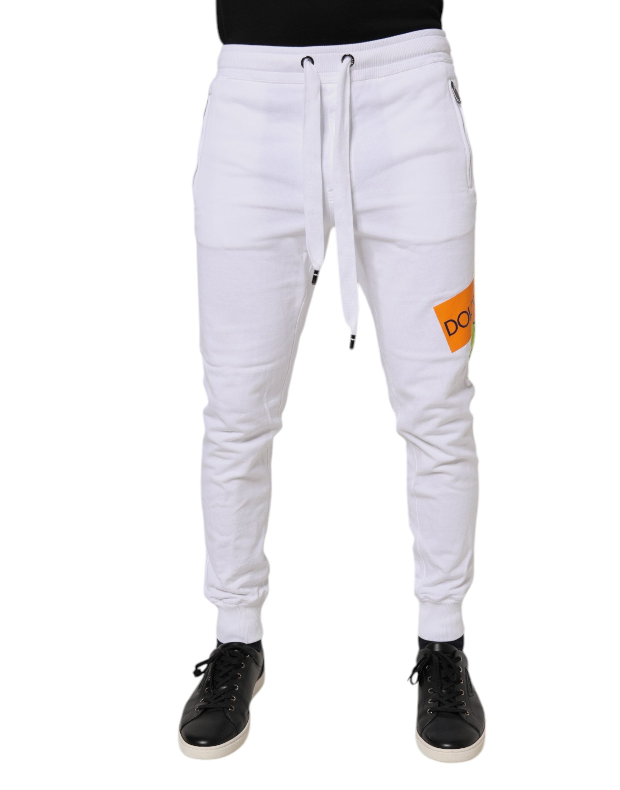 White Logo Tape Jogger Cotton Sweatpants Pants