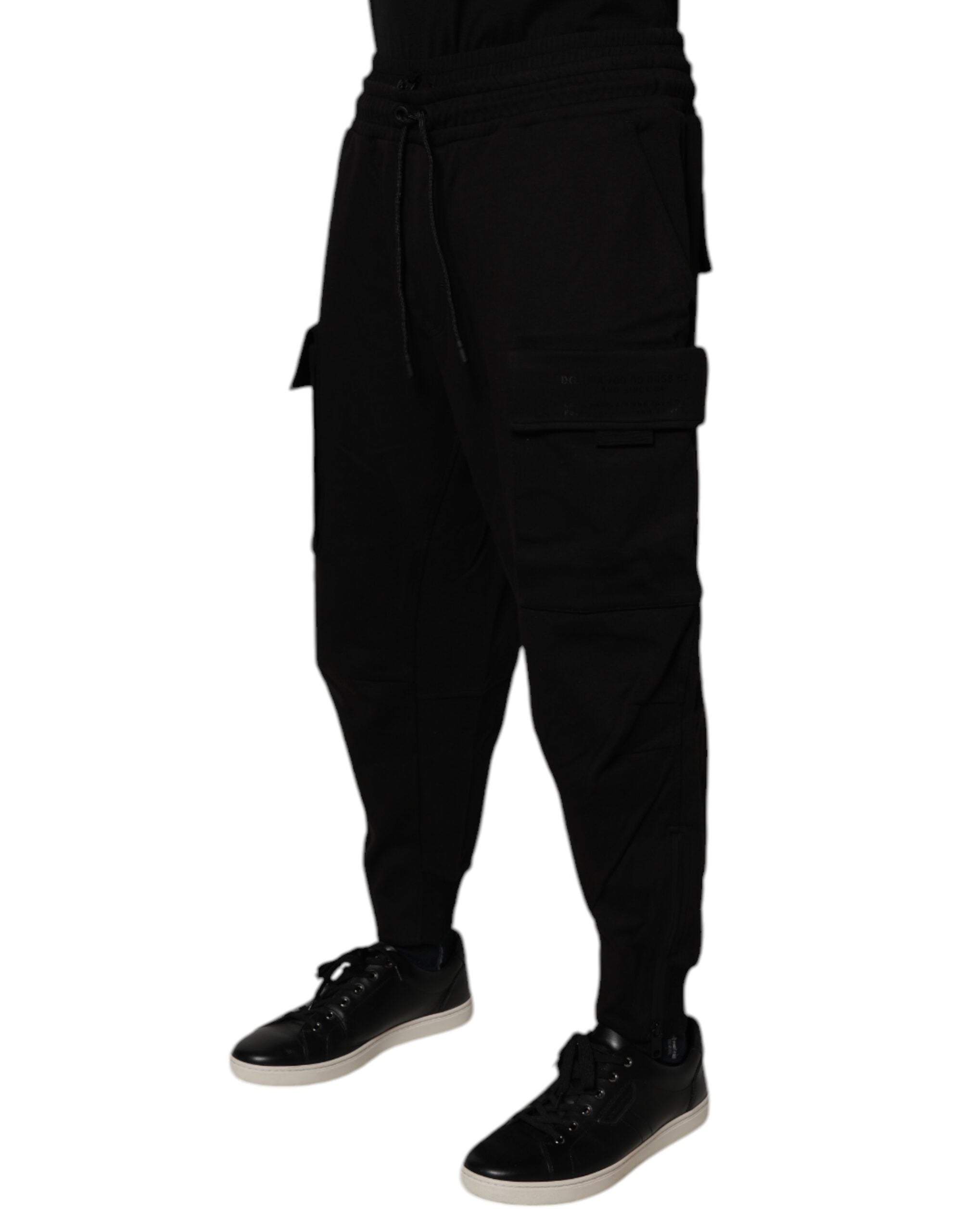 Black Cotton Men Cargo Jogger Sweatpants Pants