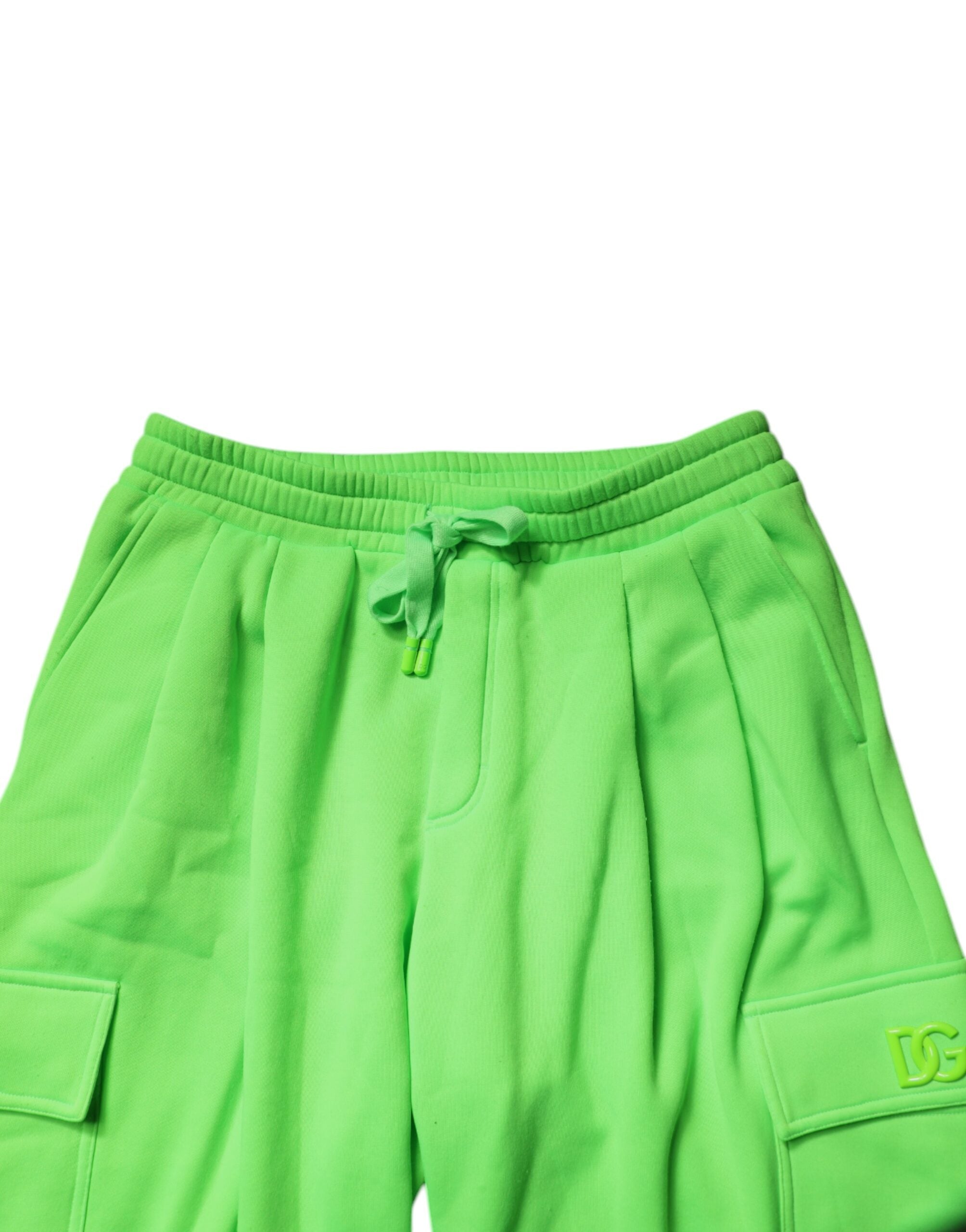 Neon Green Cargo Jogger Men Sweatpants Pants