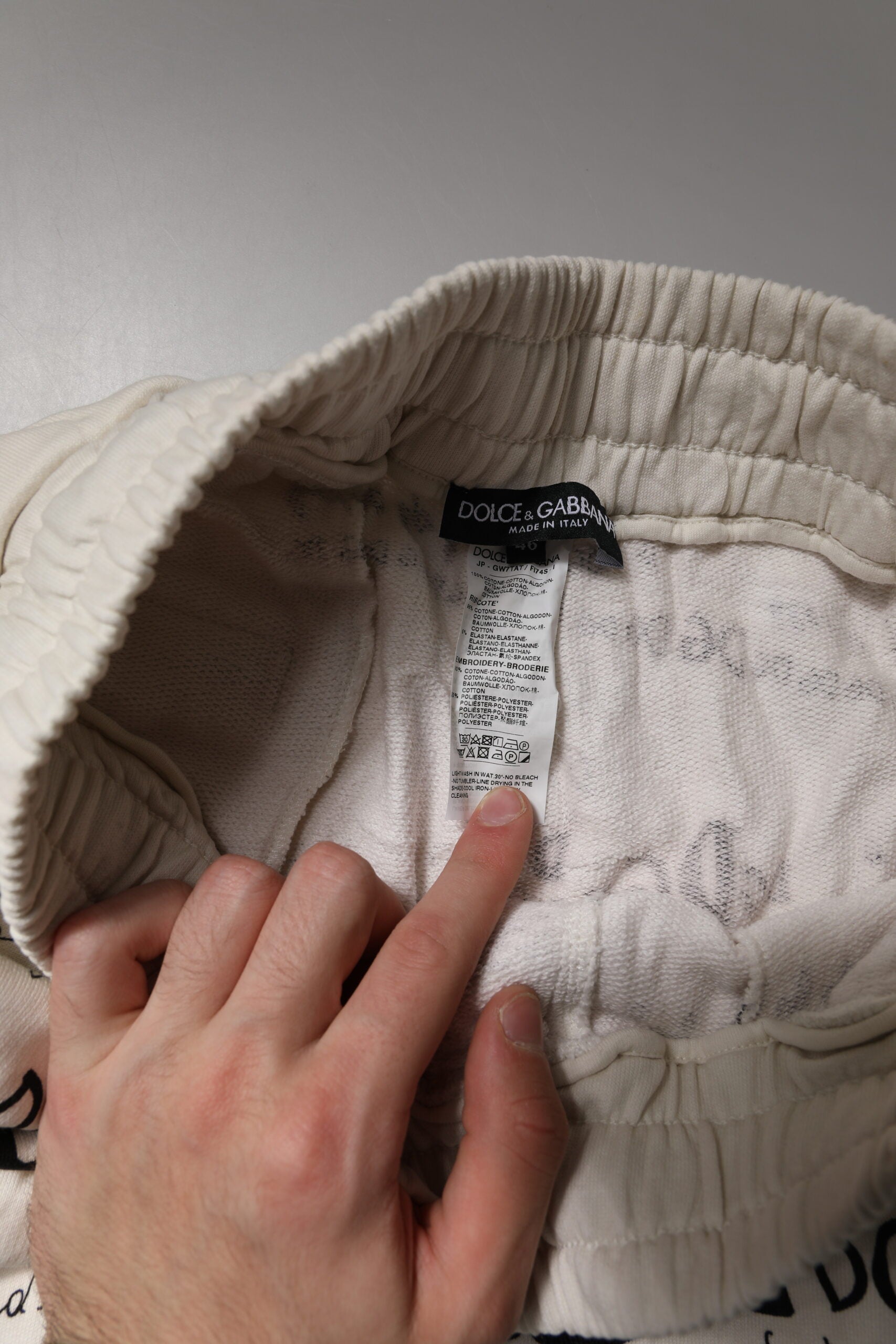 White Logo Print Men Skinny Sweatpants Pants