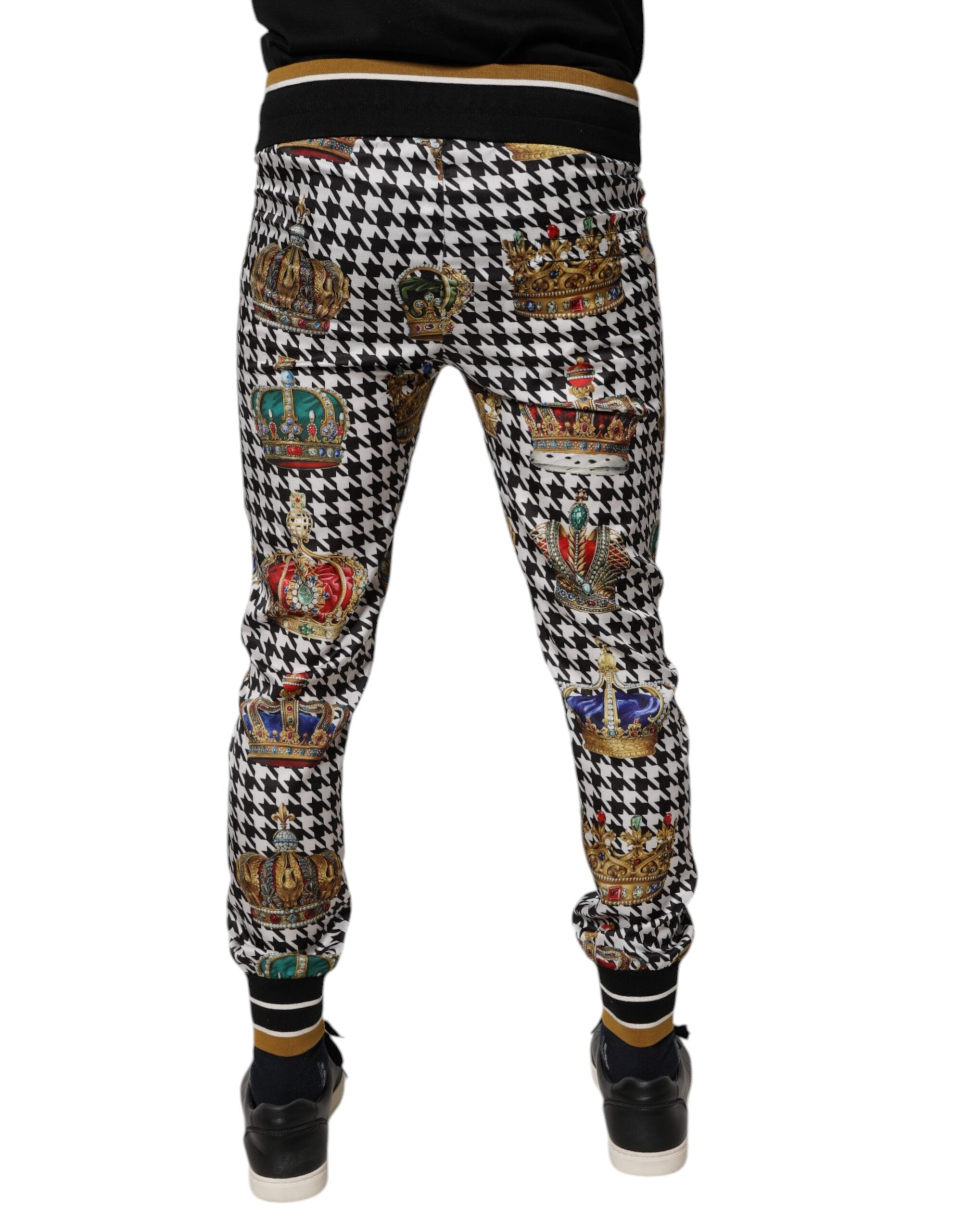 Multicolor Houndstooth Crown Men Sweatpants Pants
