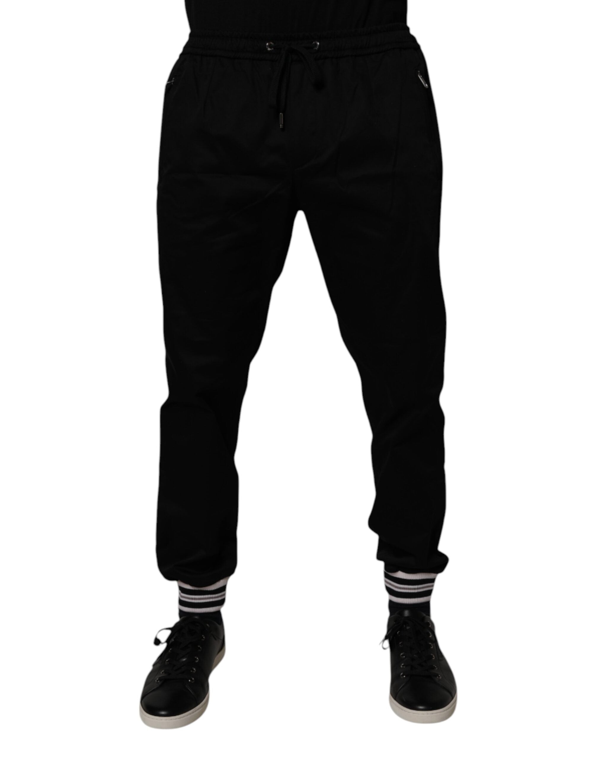 Black Cotton Stretch Jogger Sweatpants Pants