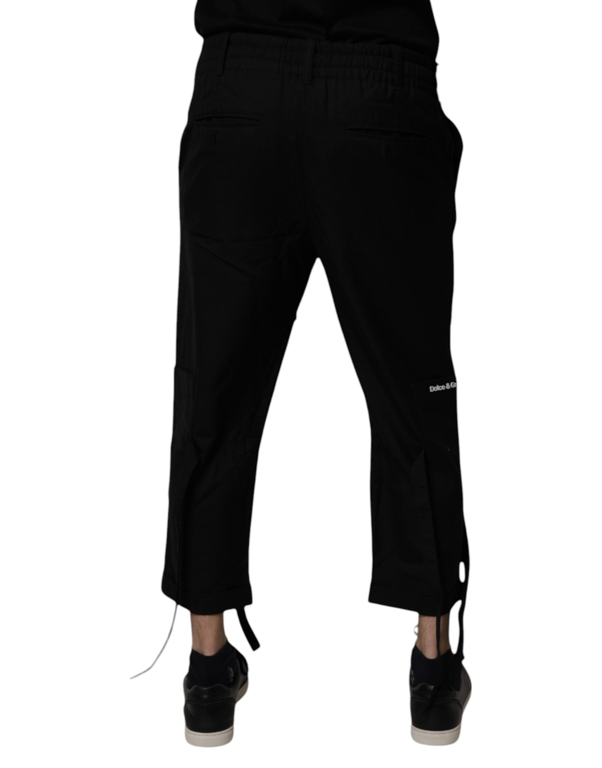 Black Polyester Men Cropped Pants