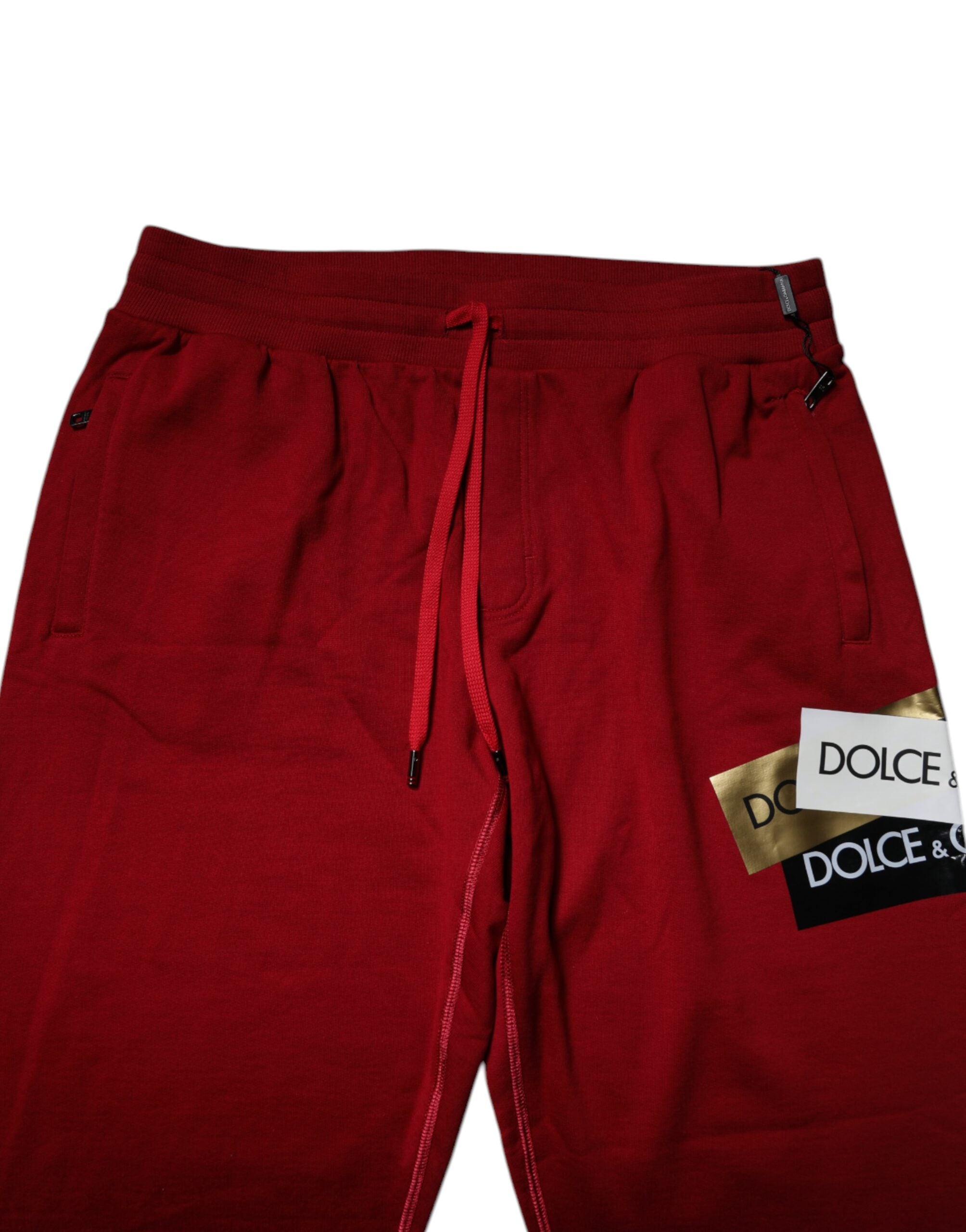 Red Logo Tape Cotton Jogger Sweatpants Pants