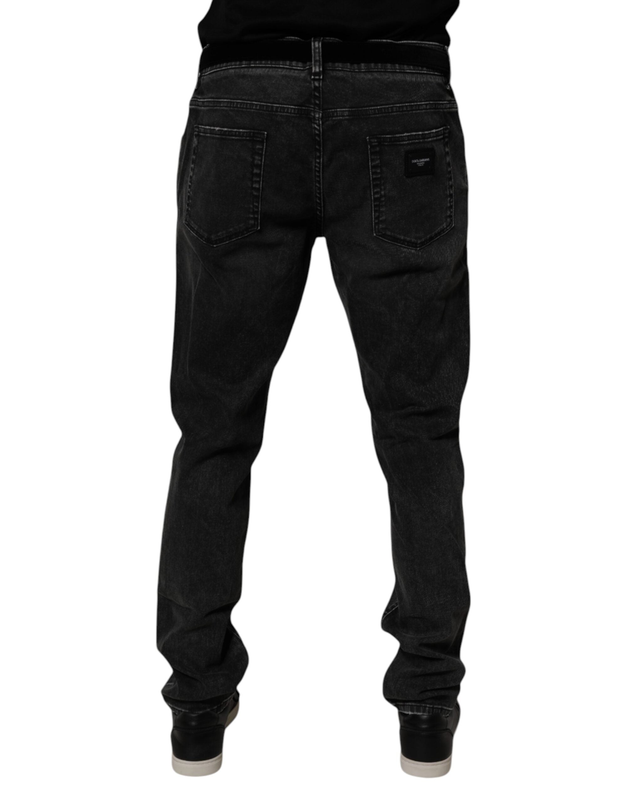 Black Cotton Stretch Men Skinny Denim Jeans