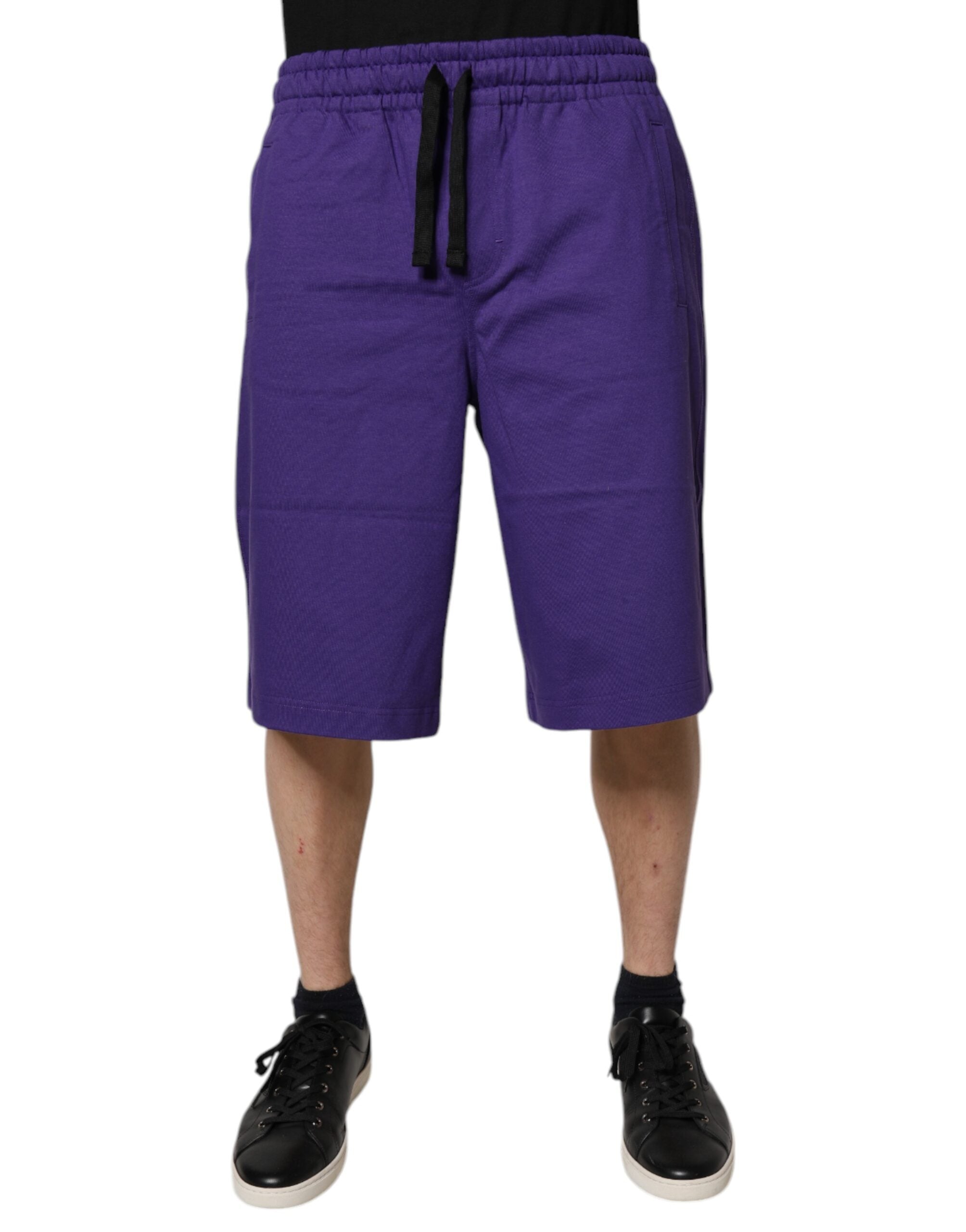 Purple Cotton Men Bermuda Sweatshorts Shorts