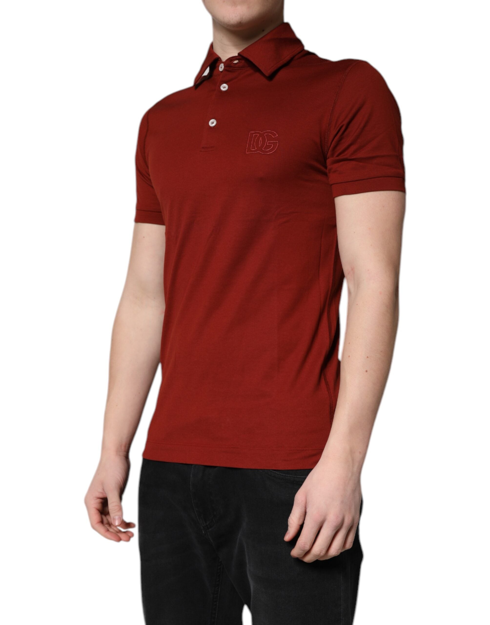 Red Cotton DG Logo Collared Men Polo T-shirt