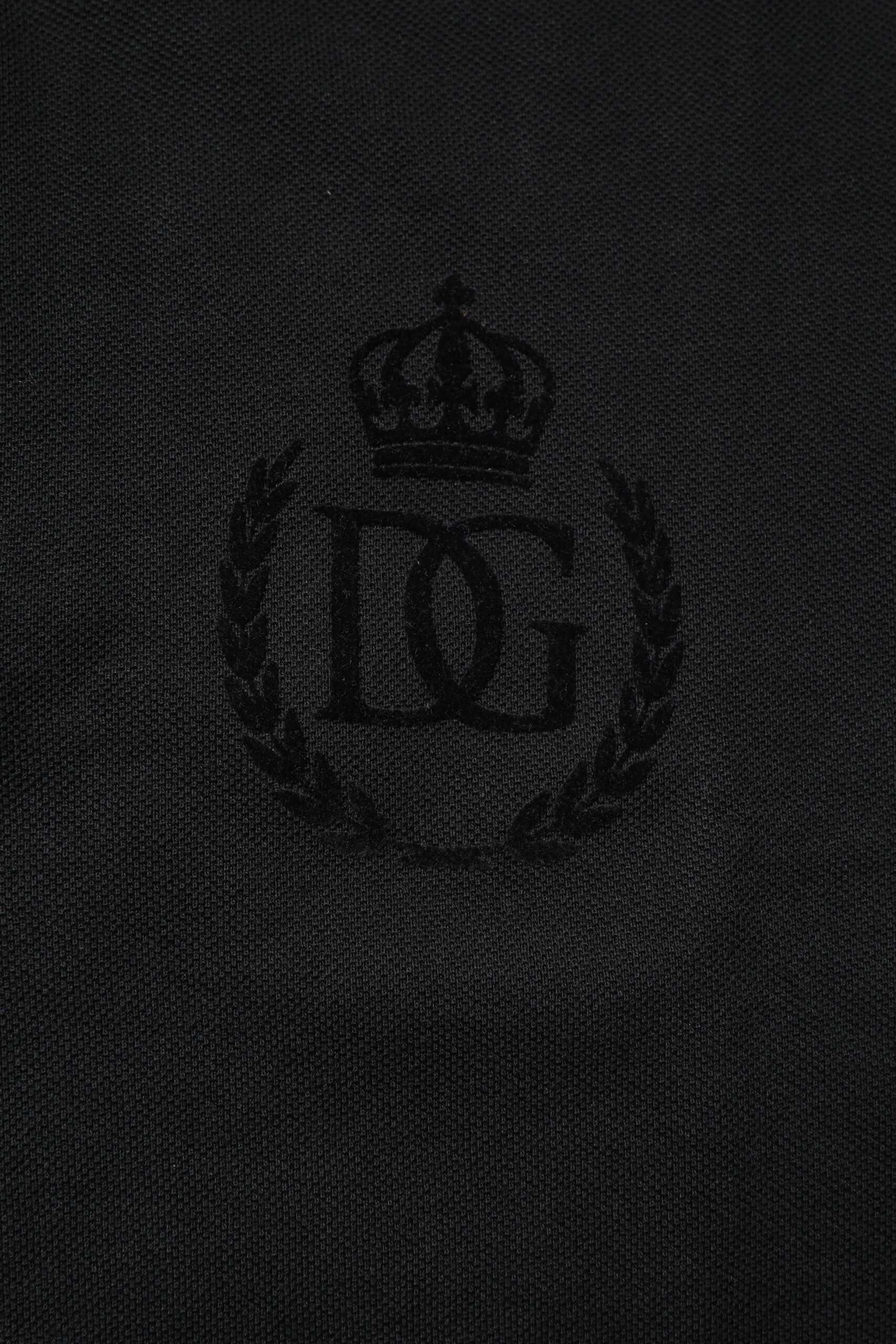 Black Cotton DG Logo Collared Polo T-shirt