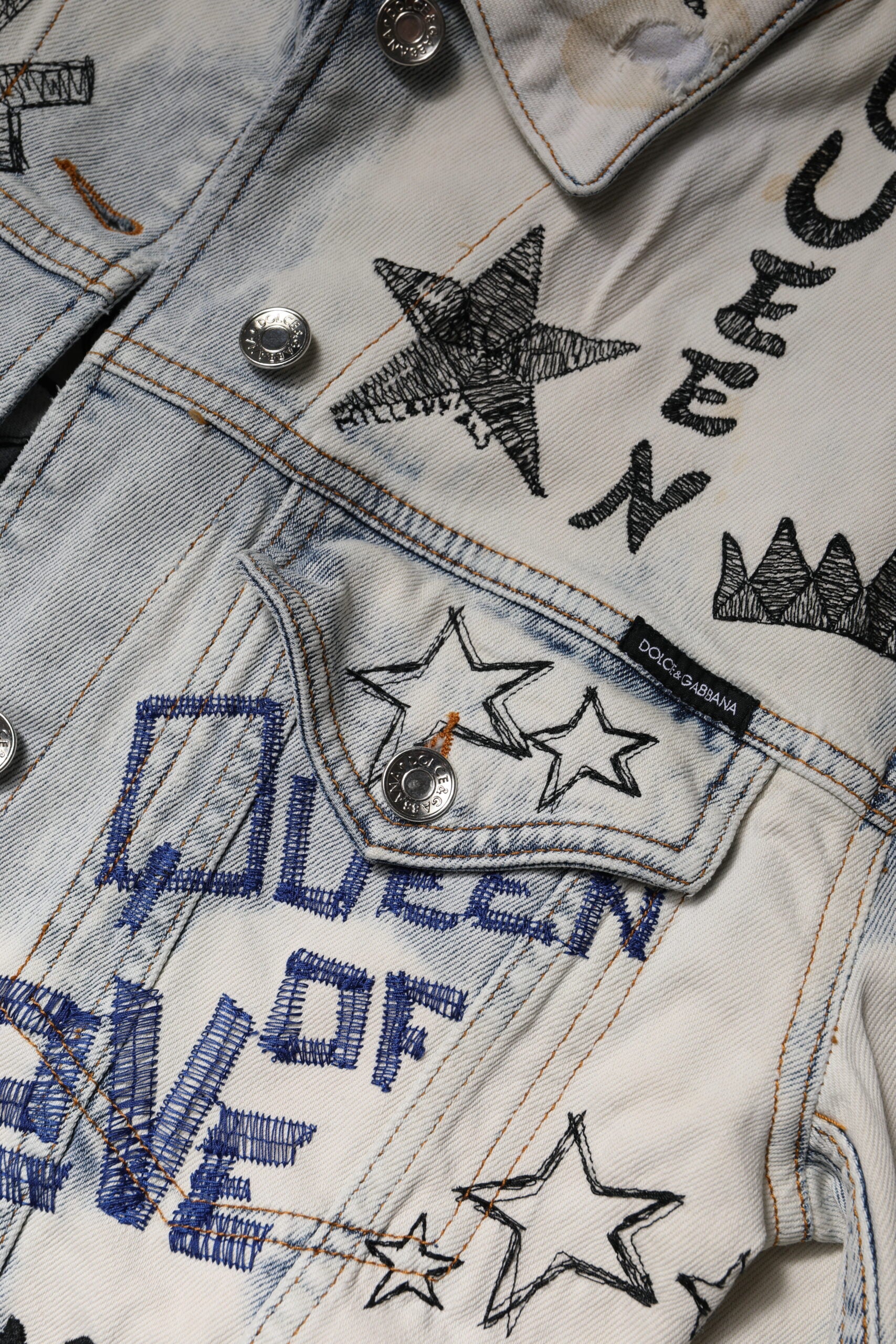 Light Blue Graffiti Button Down Denim Jacket