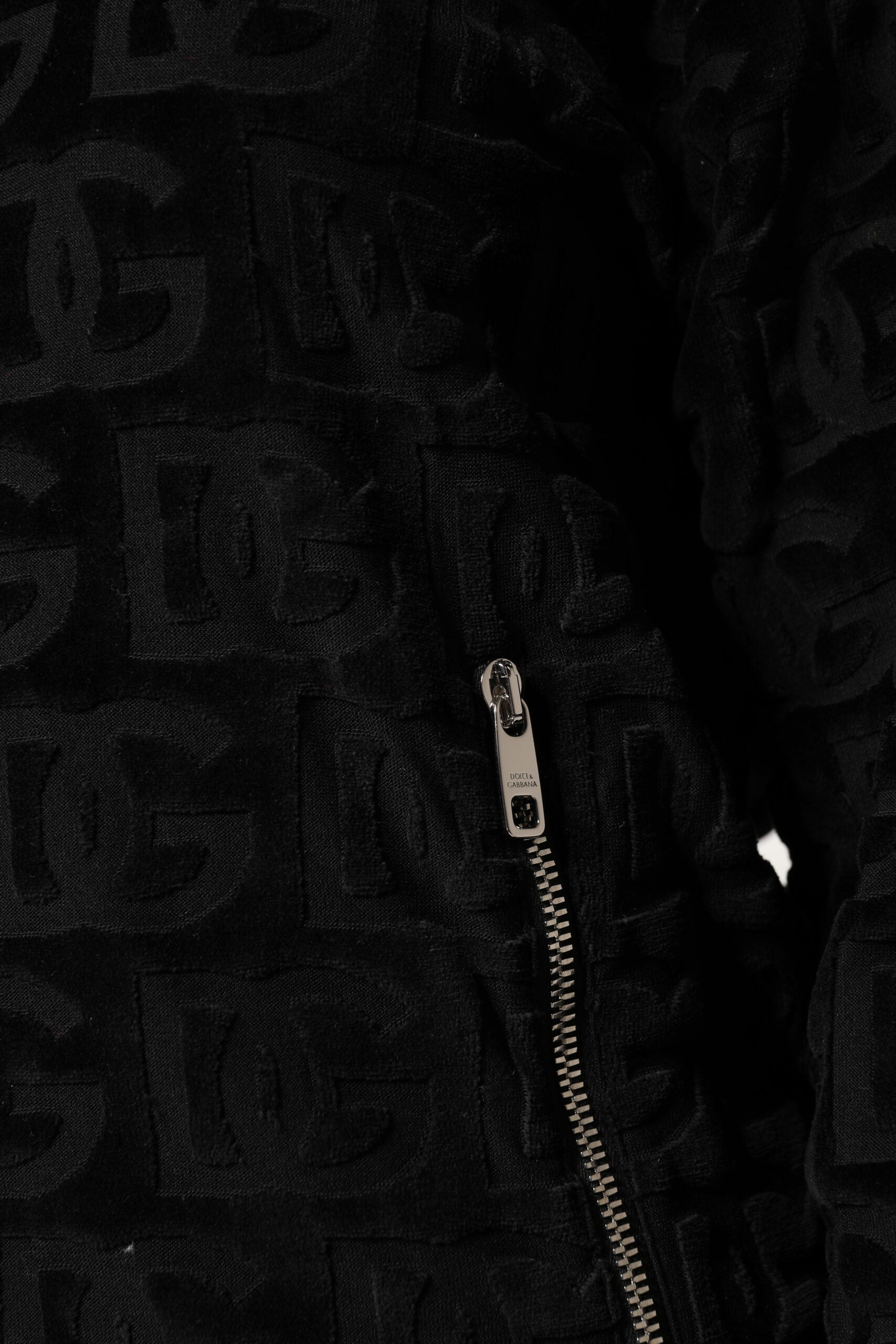 Black Logo Monogram Full Zip Bomber Jacket