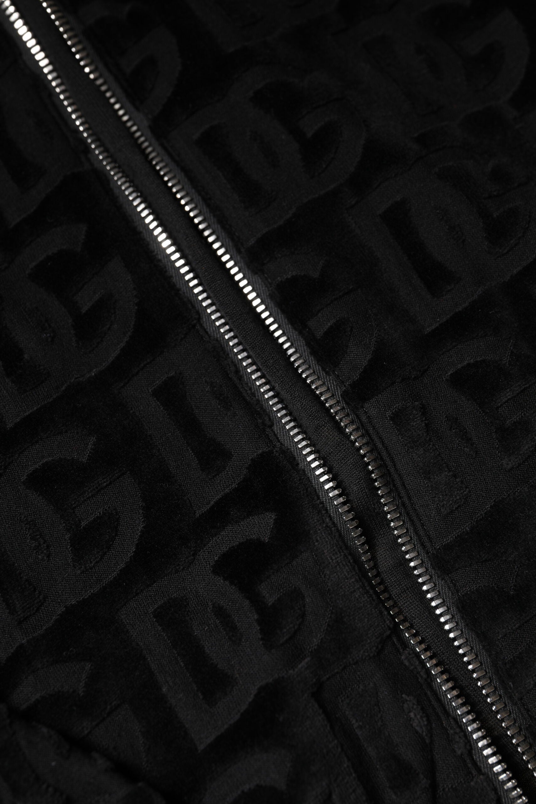 Black Logo Monogram Full Zip Bomber Jacket