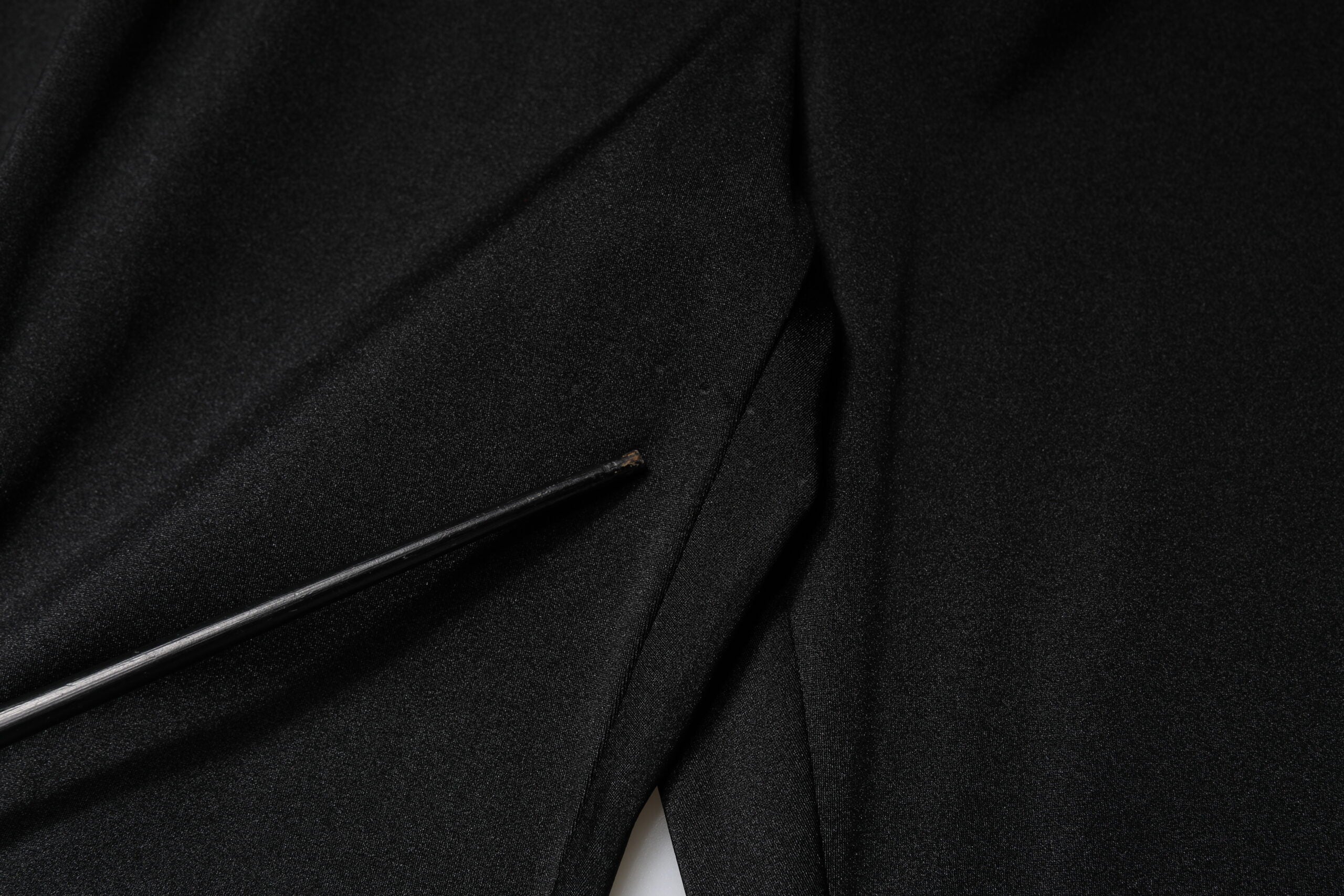 Black Nylon High Waist Slim Fit Pants