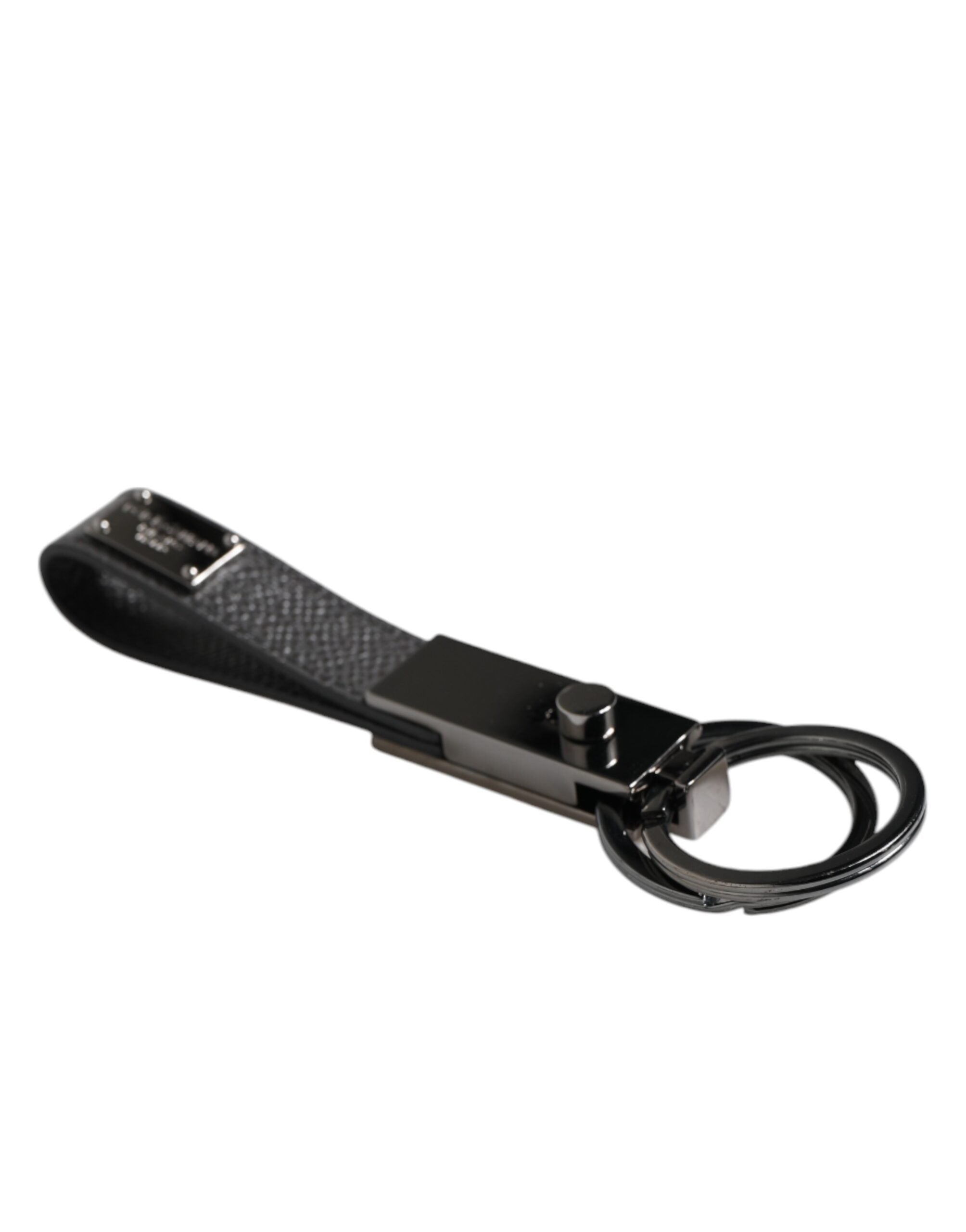 Brown Leather DG Plaque Double Keyring Holder Keychain