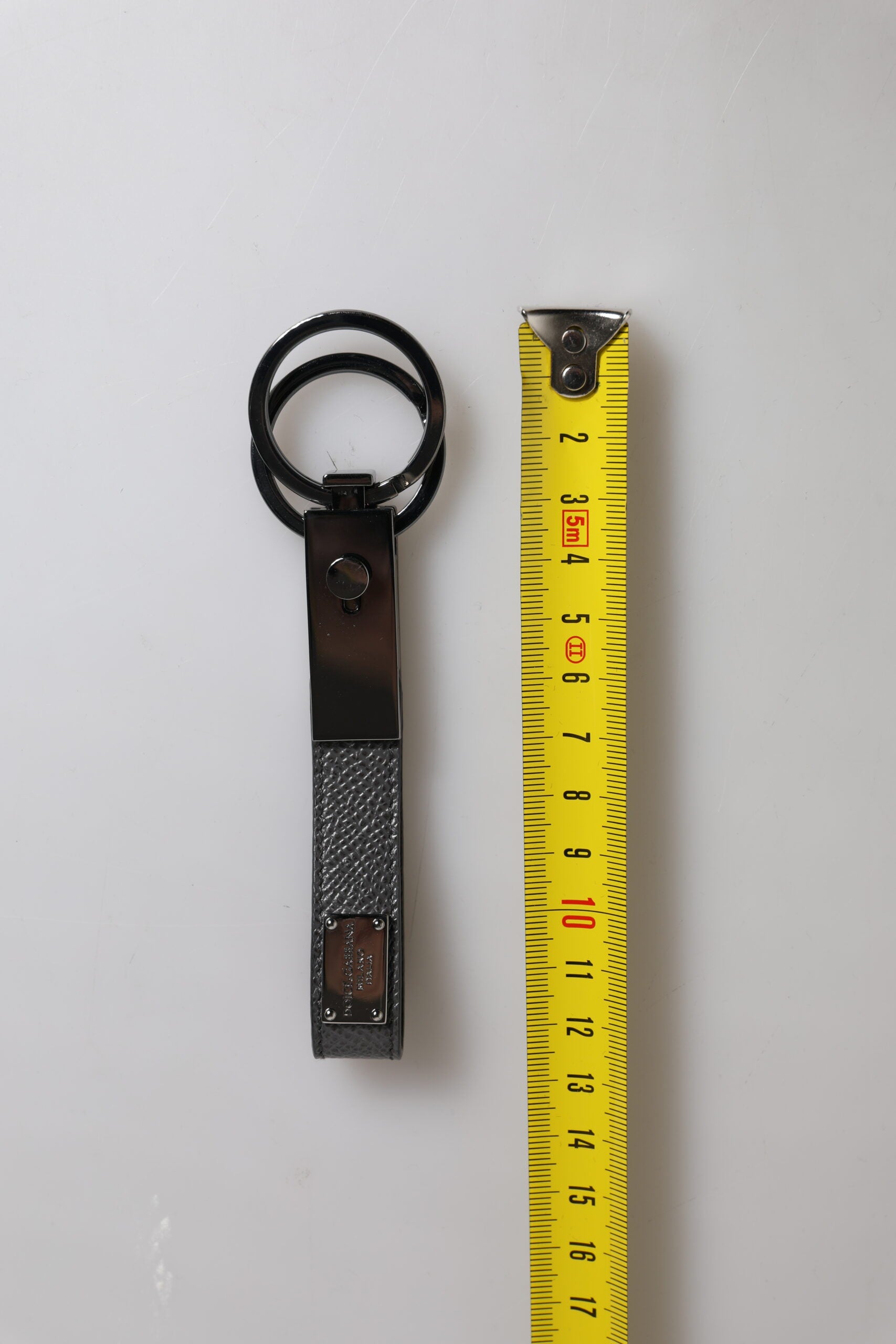 Brown Leather DG Plaque Double Keyring Holder Keychain