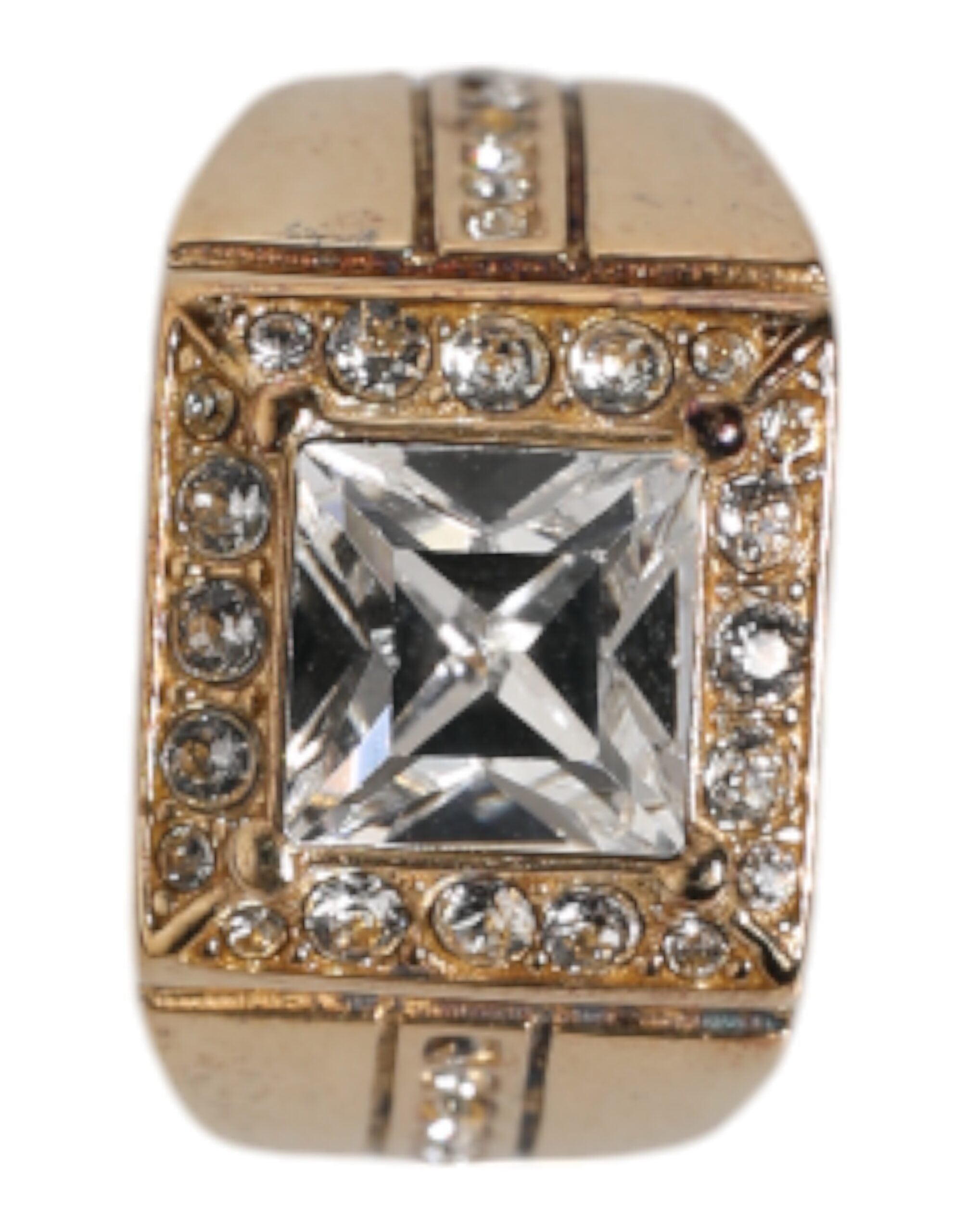 Gold Tone Sterling Silver 925 Crystals Ring