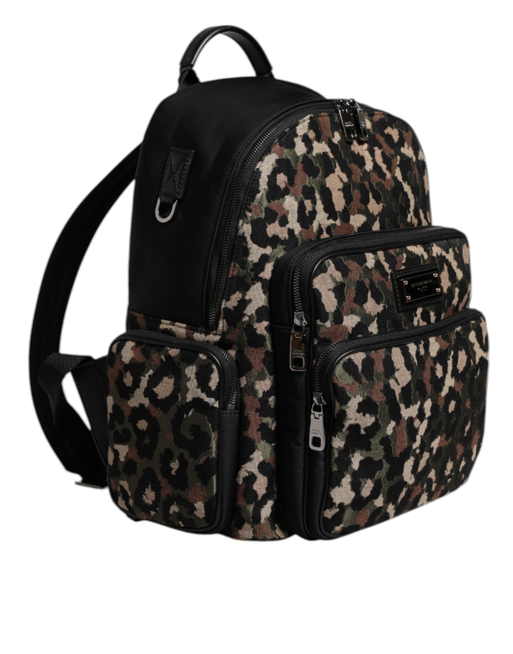 Multicolor Leopard Print DG Logo Plaque Men Backpack Bag