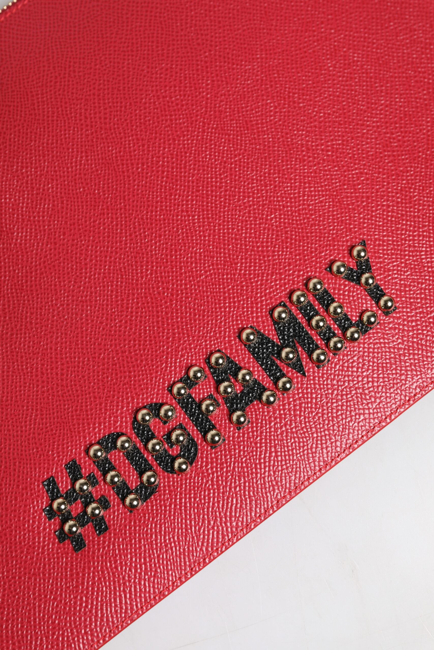 Red #DGFamily Embellished Leather Clutch Bag