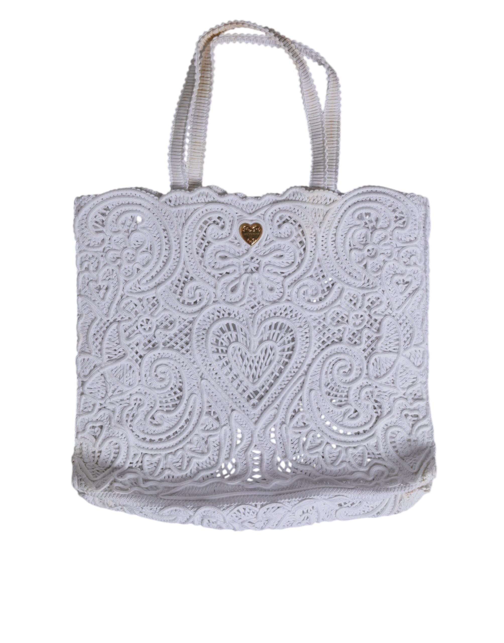 White Cordonetto Lace Beatrice Tote Shopping Bag