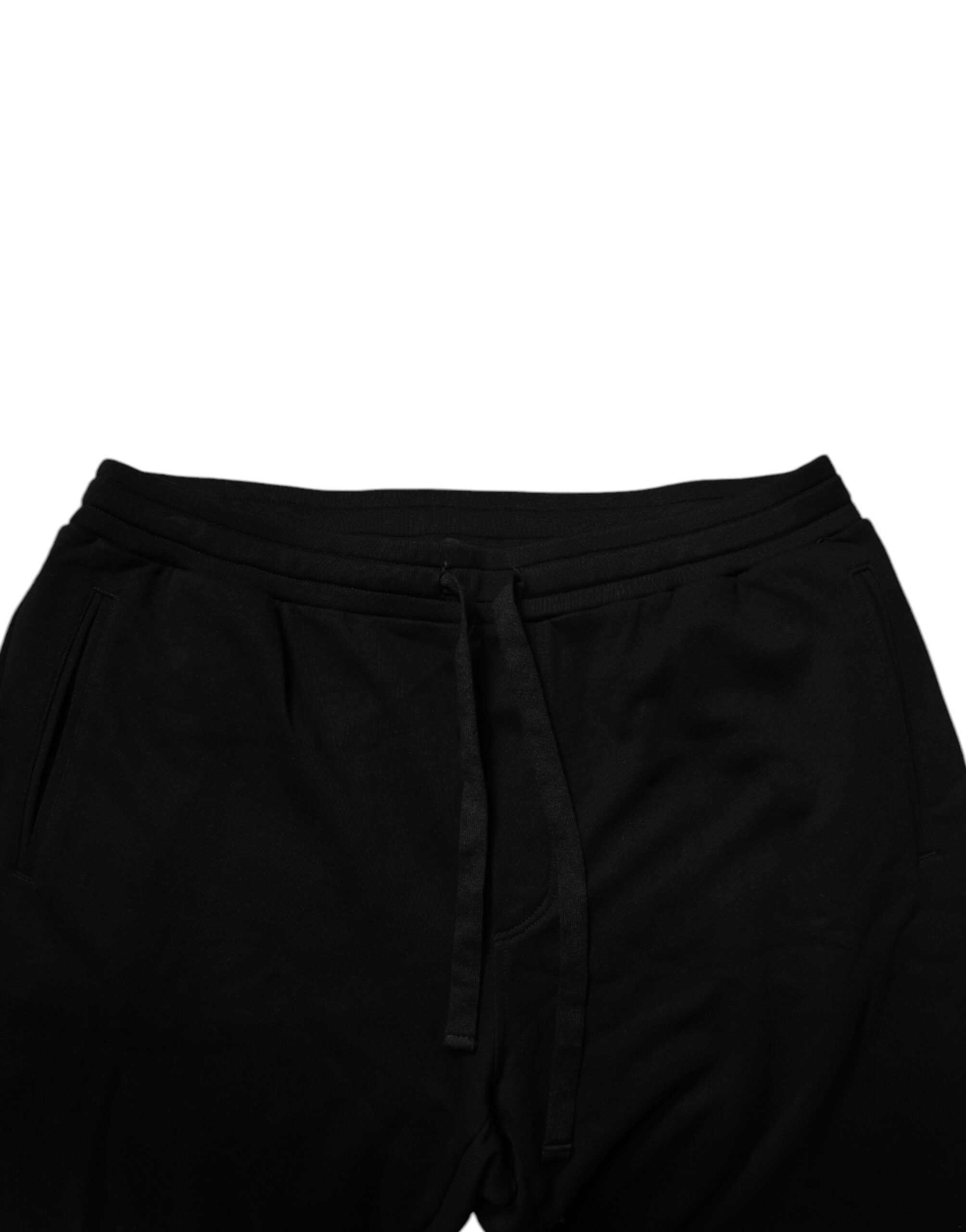 Black Cotton Crown Logo Jogger Pants