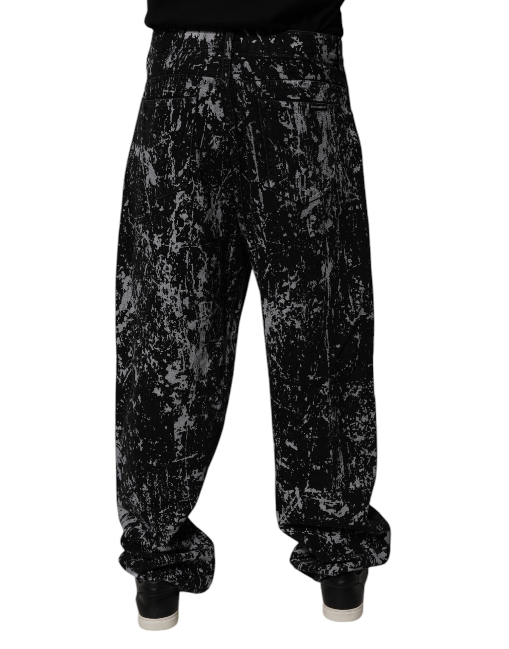 Black Tie Dye Cotton Straight Men Denim Jeans