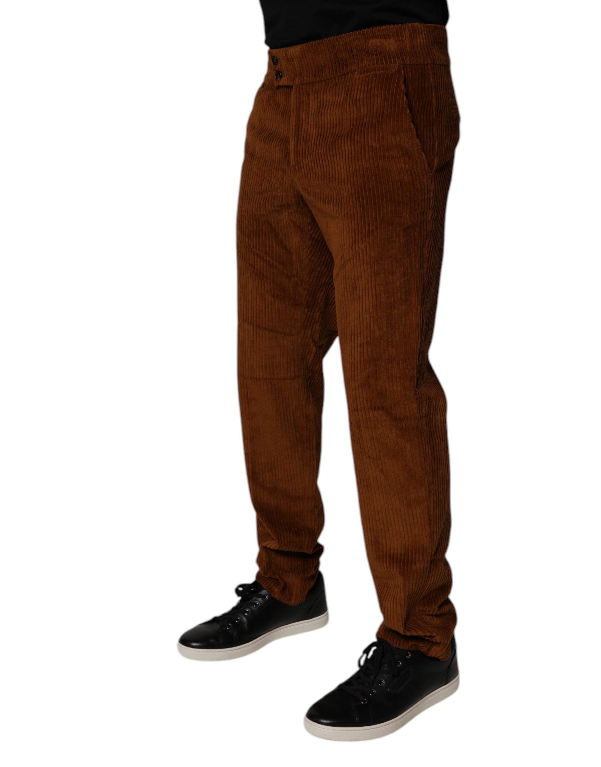 Dark Brown Corduroy Cotton Skinny Denim Jeans
