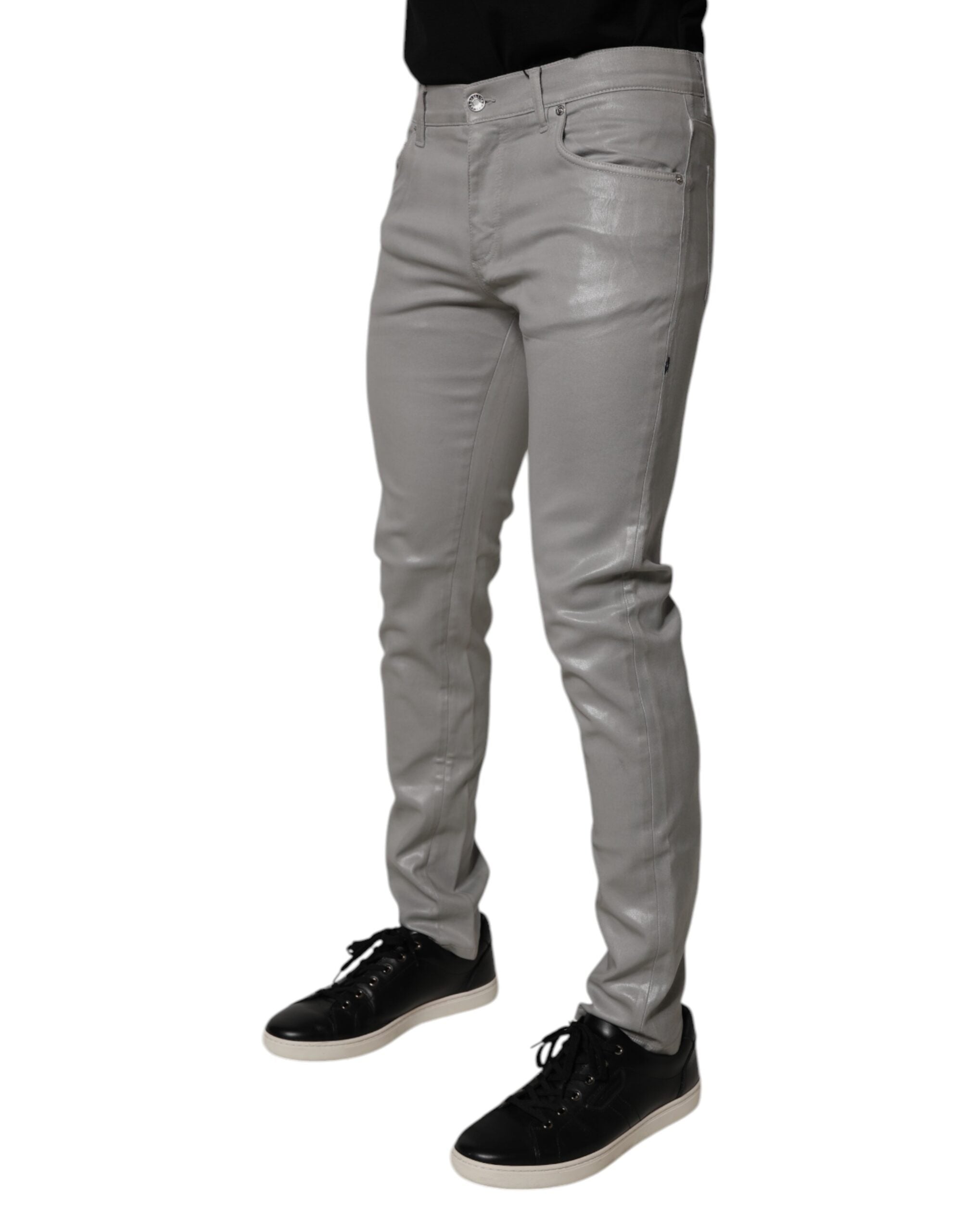 Gray Cotton Stretch Men Slim Fit Denim Jeans