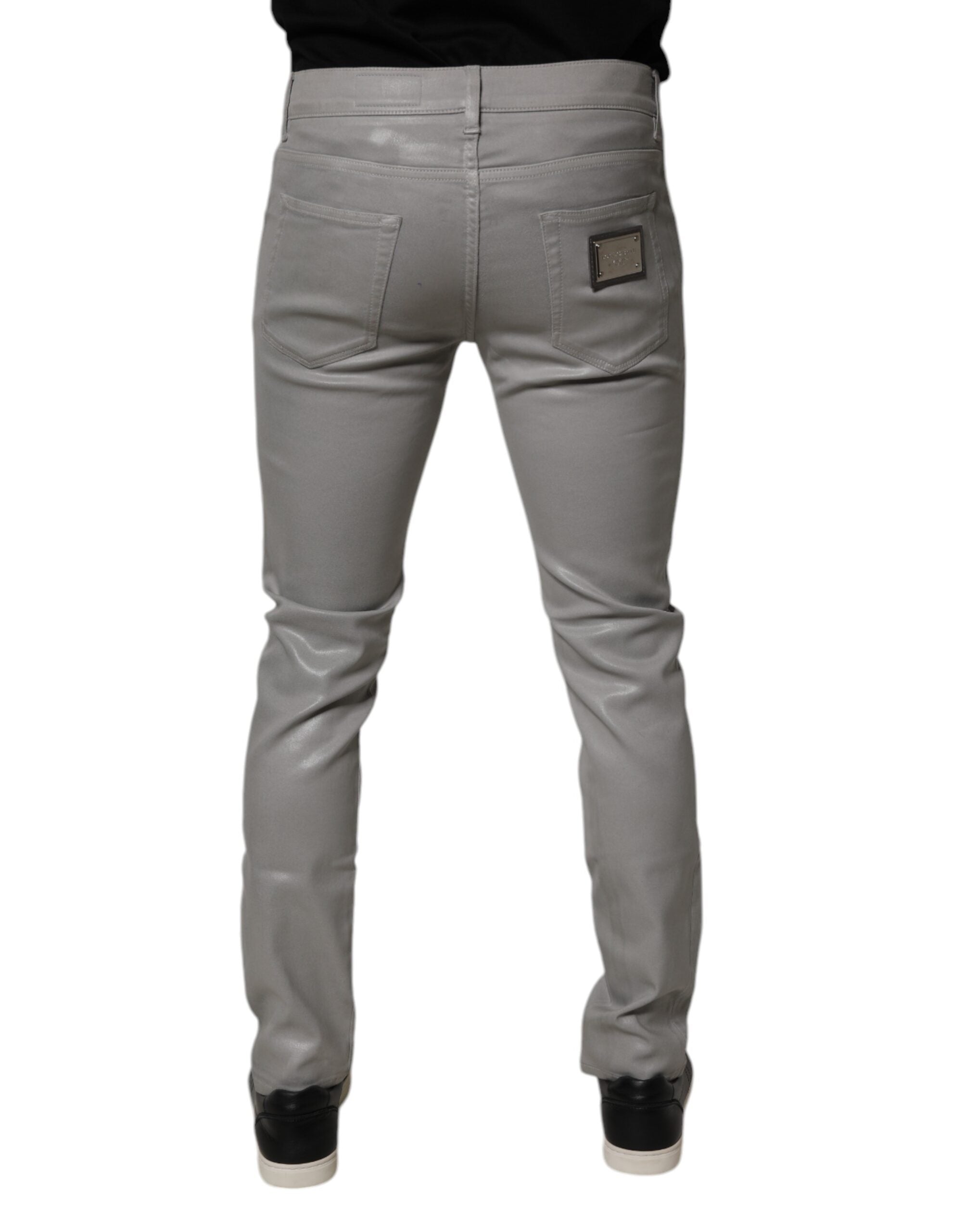 Gray Cotton Stretch Men Slim Fit Denim Jeans