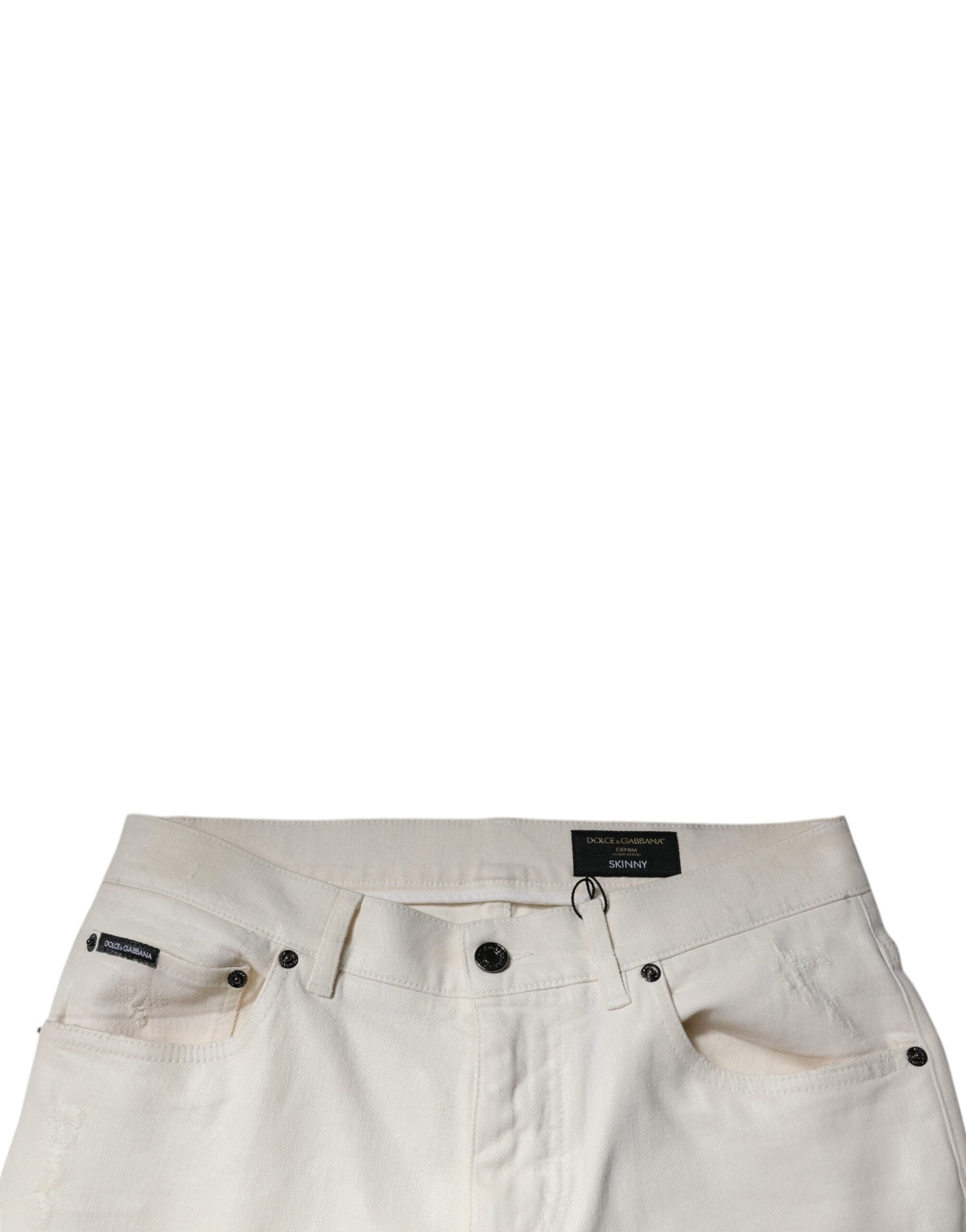 Off White Cotton Stretch Skinny Denim Jeans