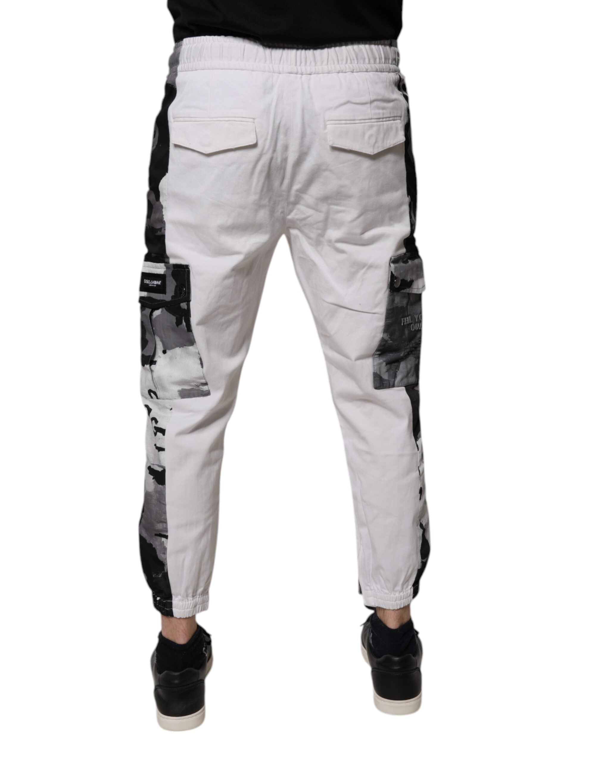 White Cotton Cargo Jogger Sweatpants Pants