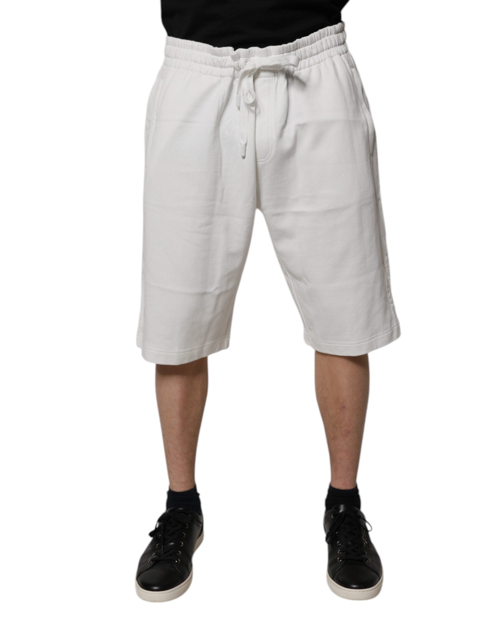White Cotton Sweatshorts Men Bermuda Shorts