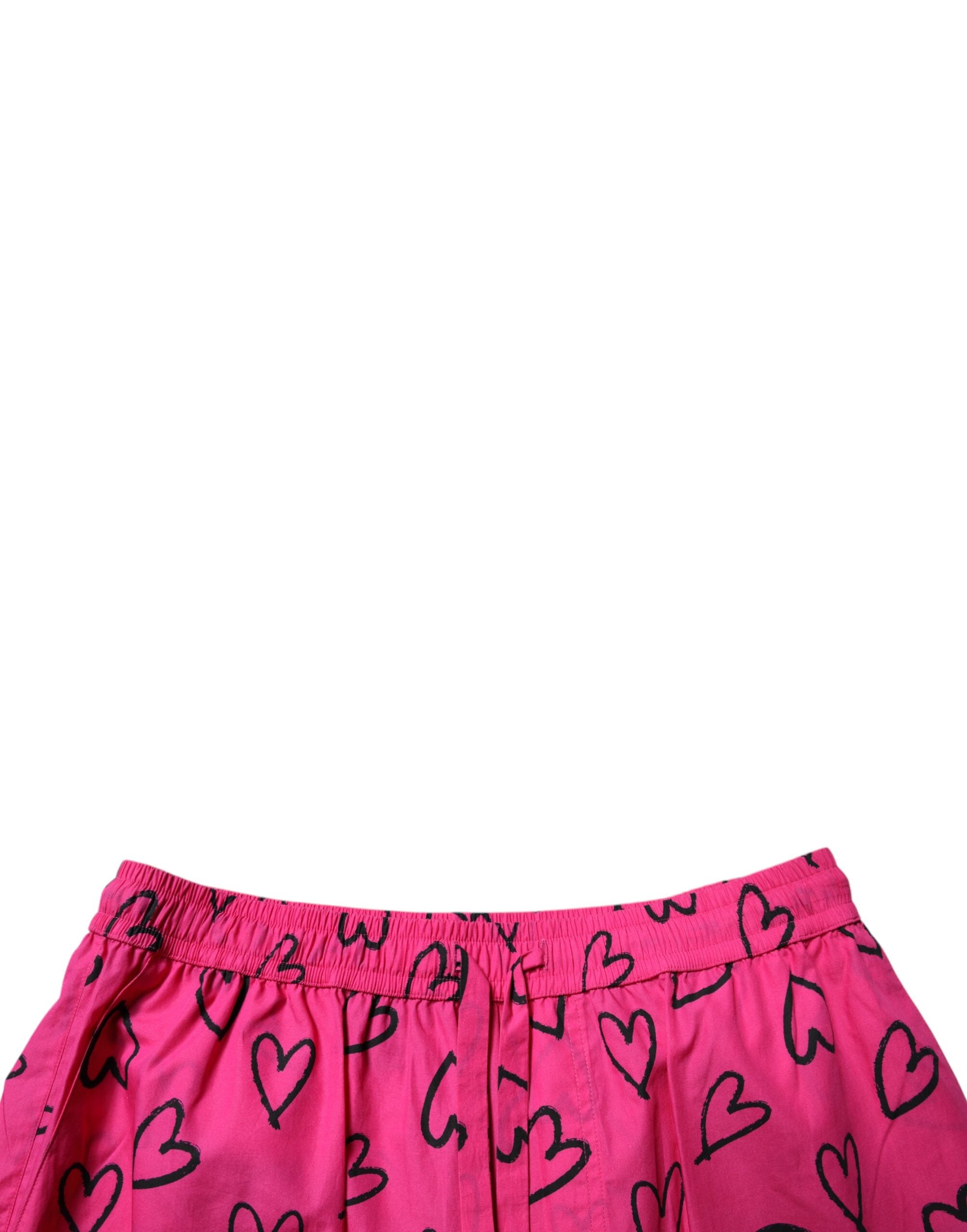 Pink Cotton Heart Print Bermuda Shorts