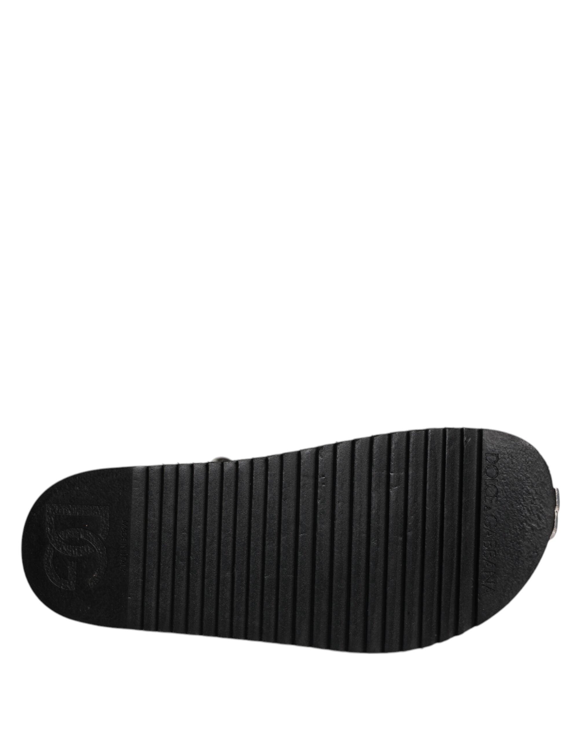 Black Crystal Embellish Strap Sandals Shoes