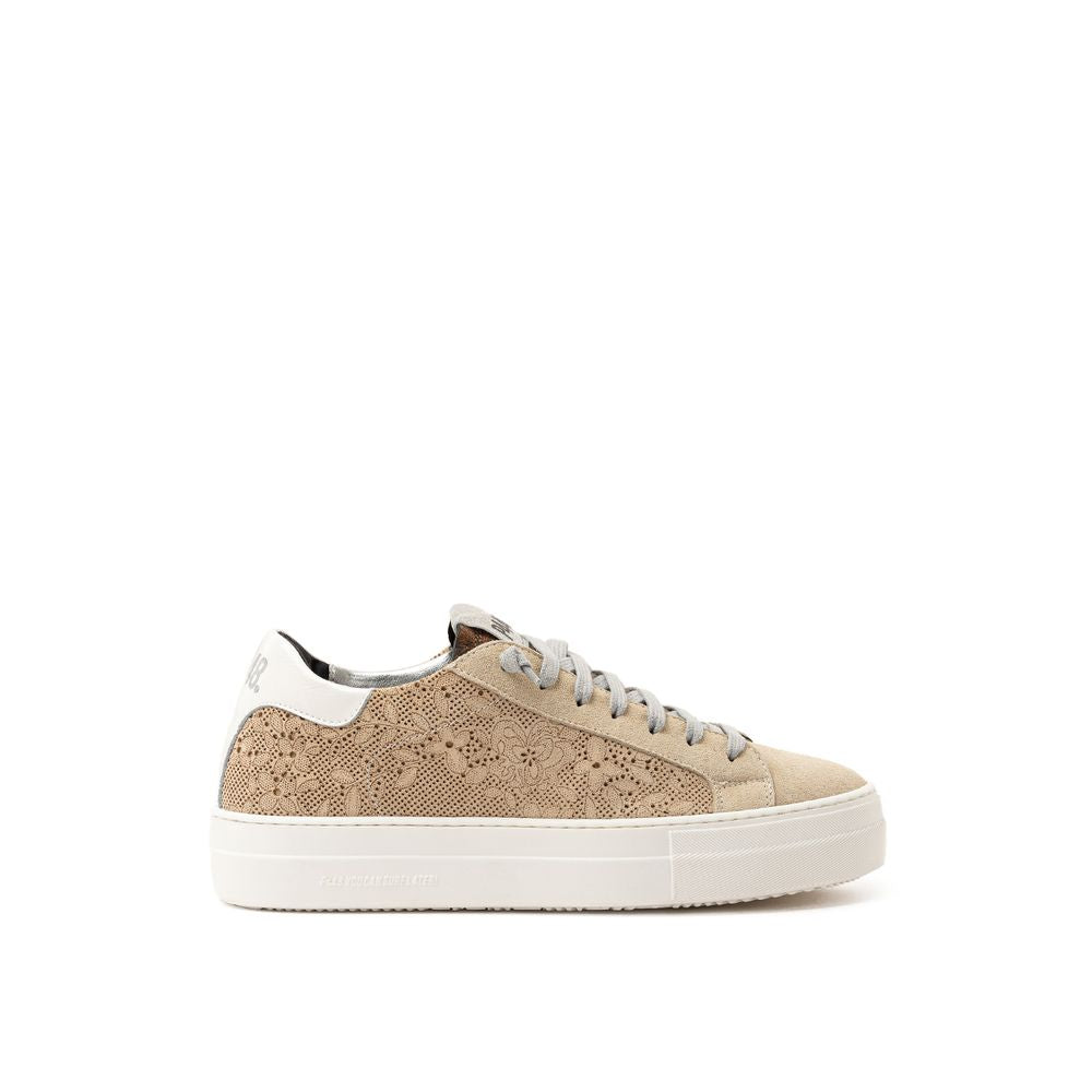 Beige Leather Athletic Sneakers