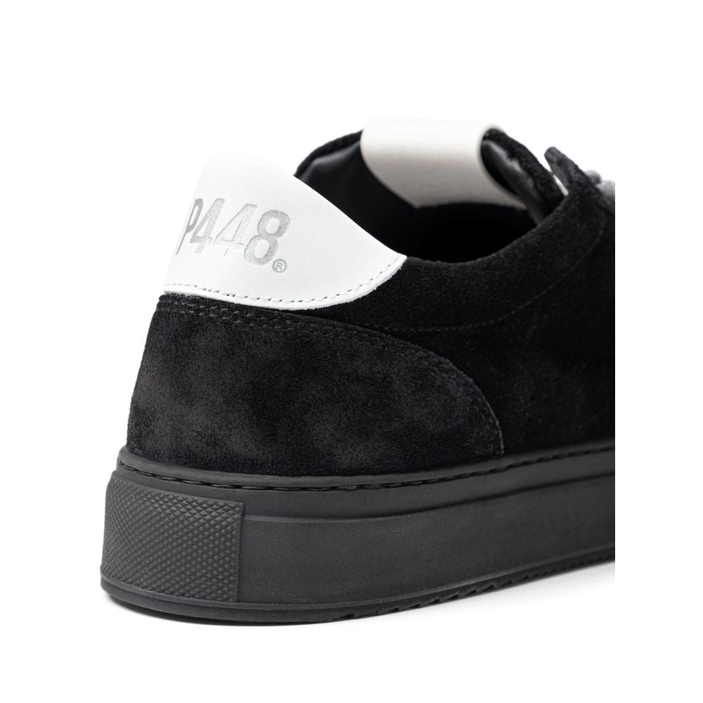Black Suede Leather Athletic Sneakers