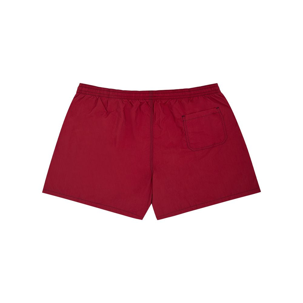 Red Polyester Swim Shorts