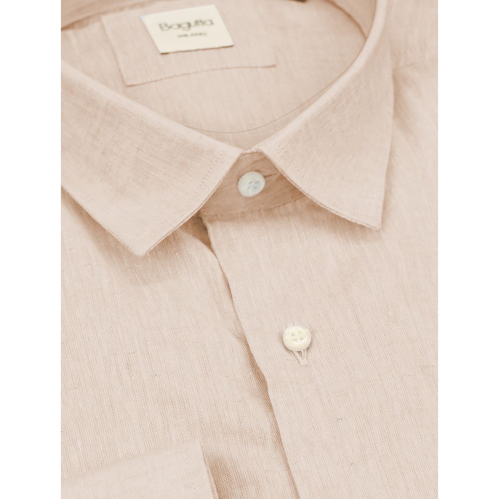 Beige Linen Men Shirt