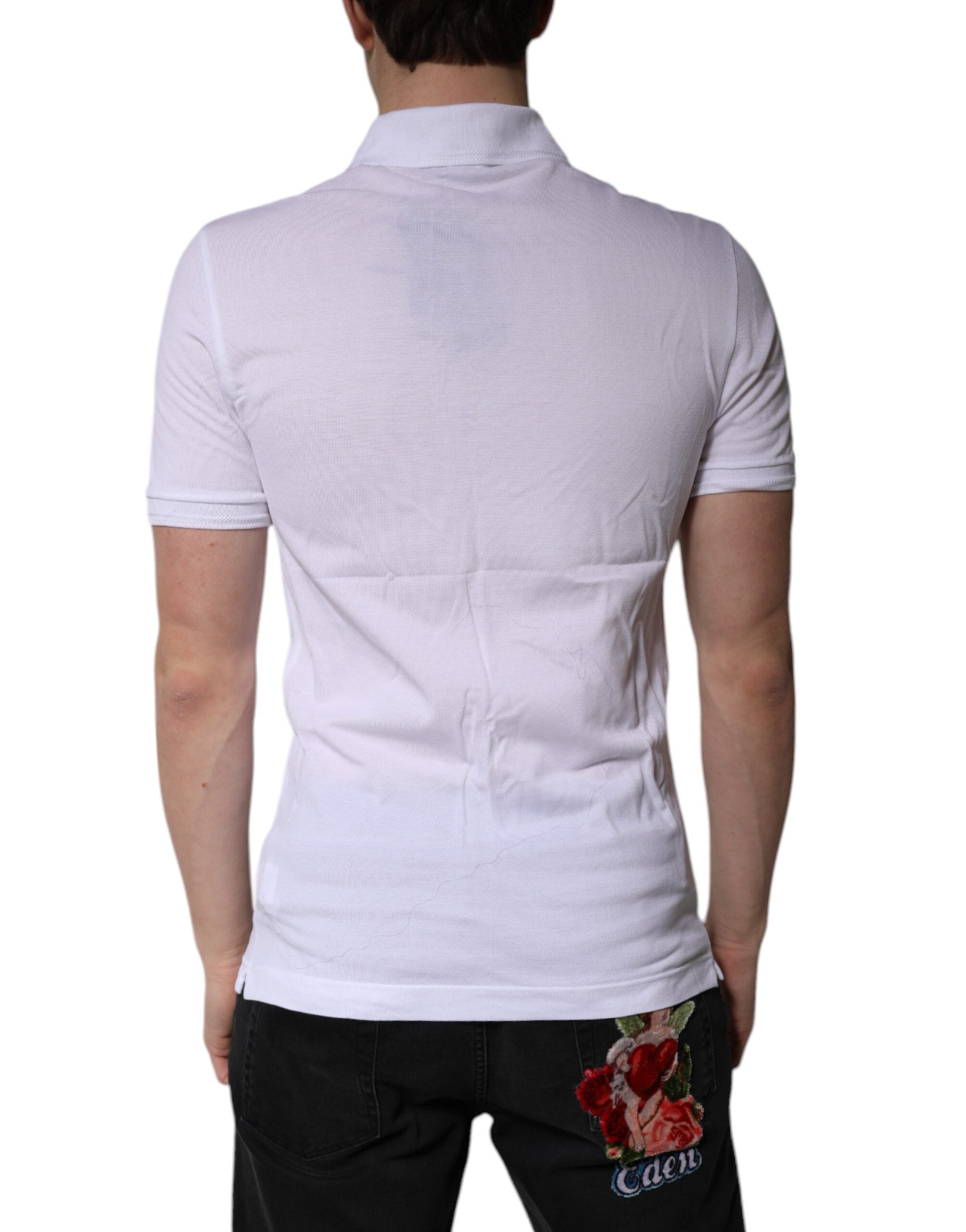 White Cotton Logo Collared Polo T-shirt