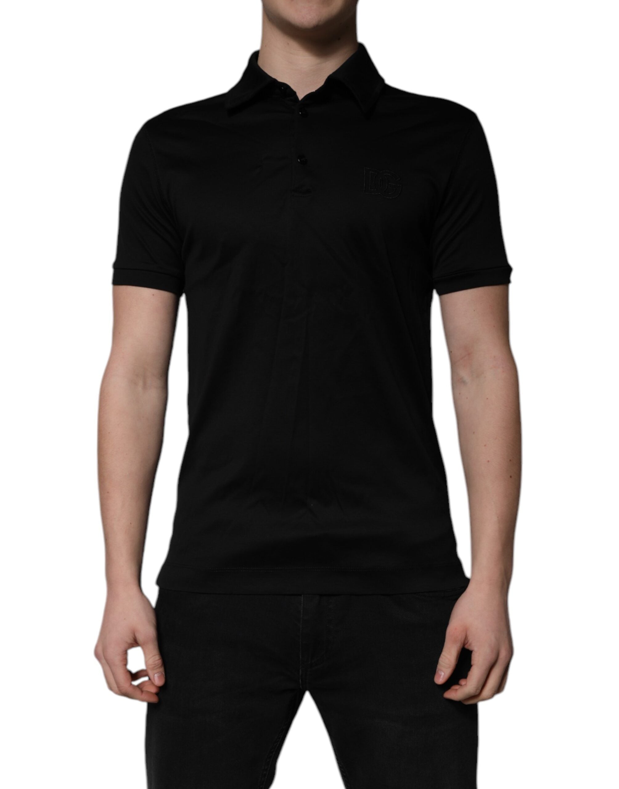 Black Cotton Collared Polo T-shirt