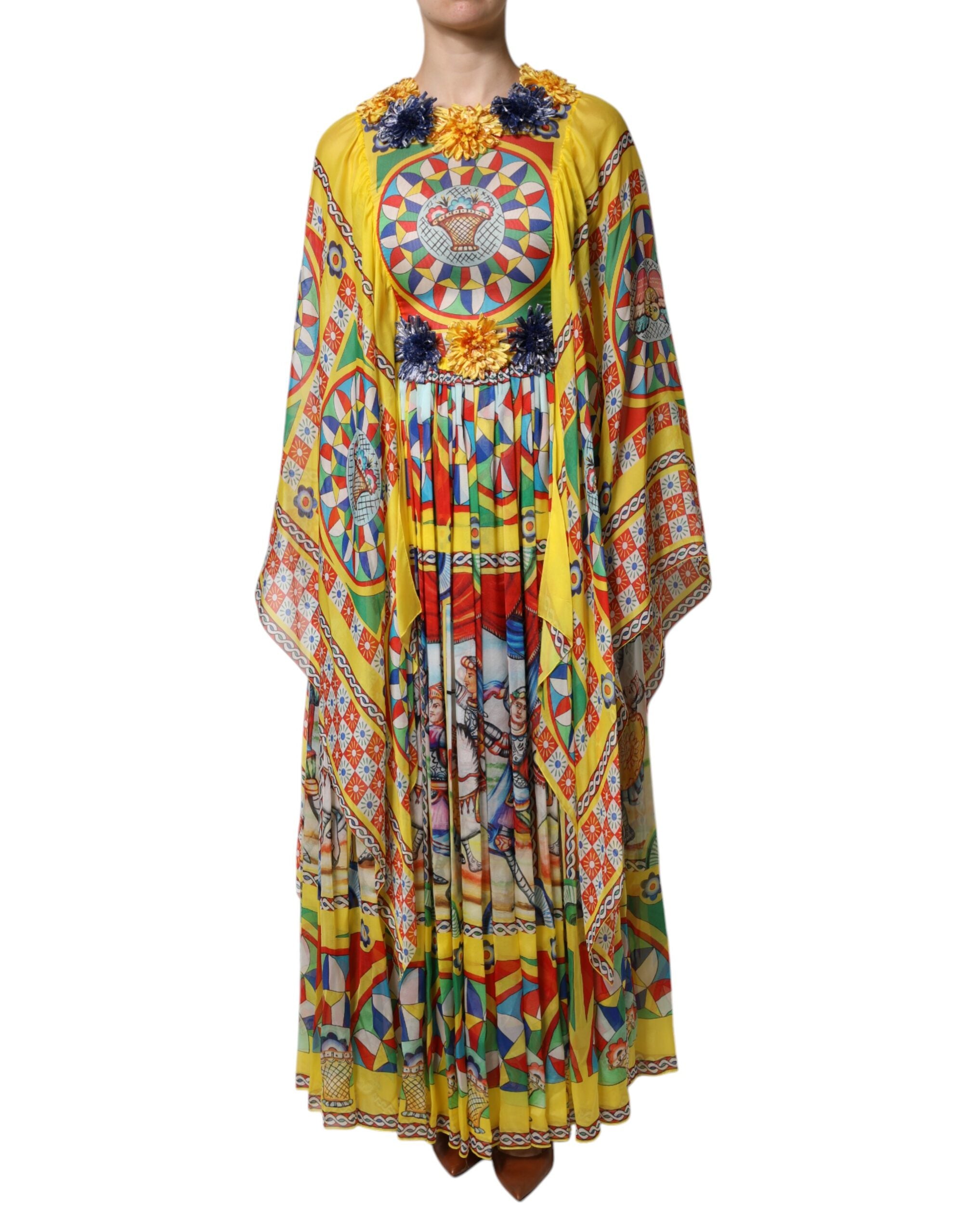 Multicolour Carretto Print Kaftan Twill Dress