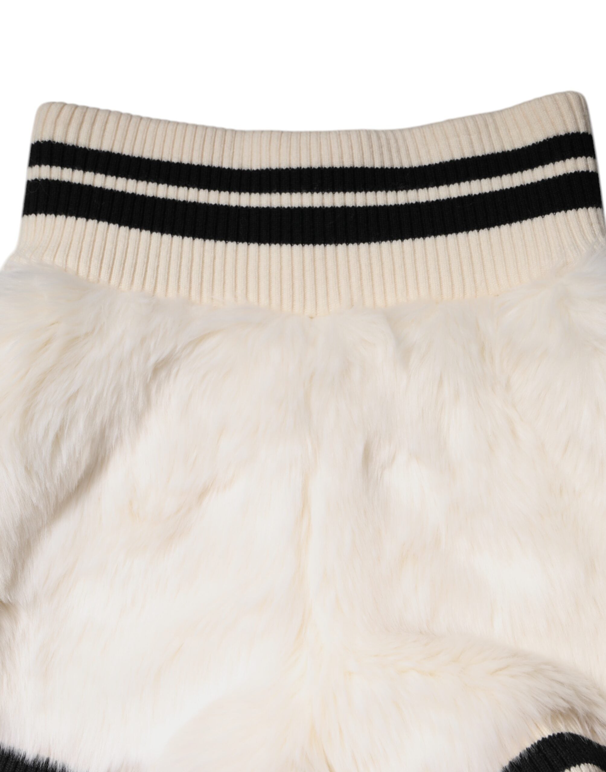 White Faux Fur High Waisted Hot Pants Short