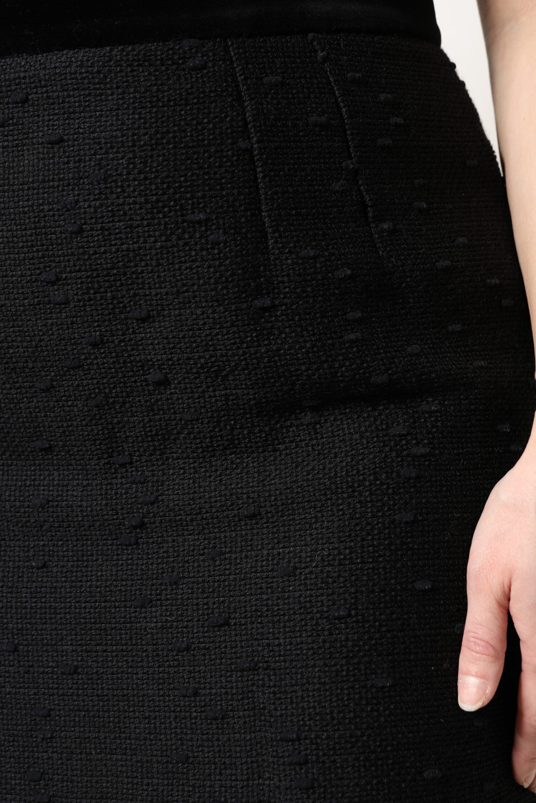 Black Wool Fringe High Waist Pencil Mini Skirt