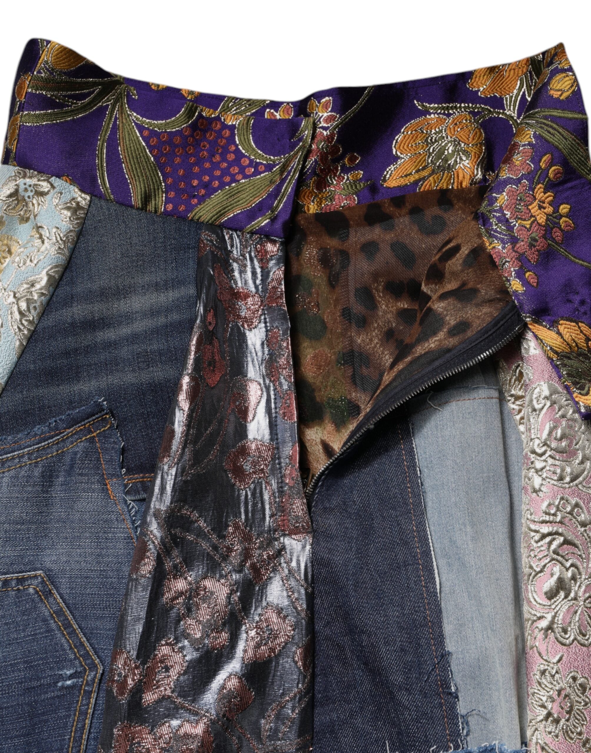 Multicolor Patchwork High Waisted Midi Skirt