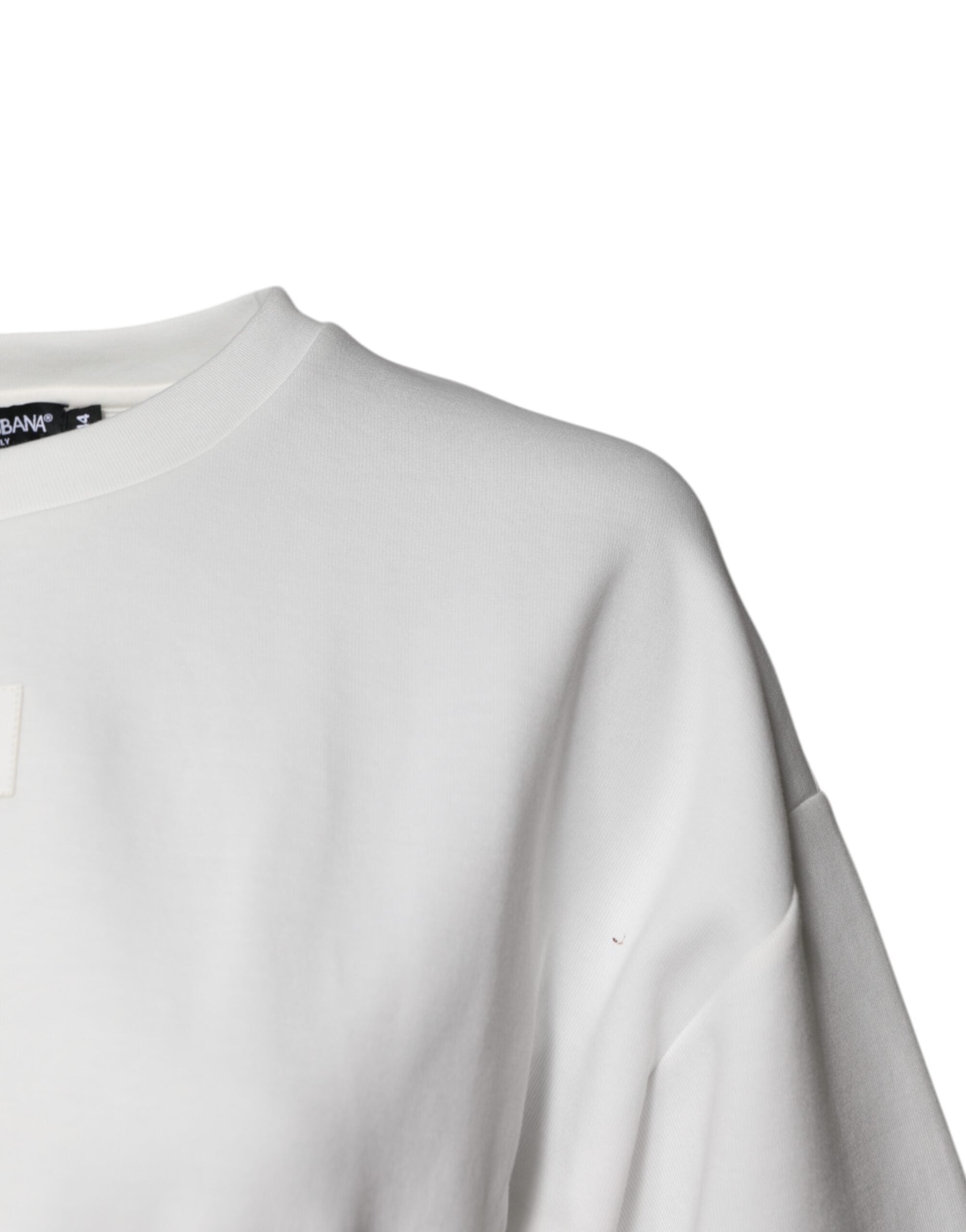 White Cotton Blend 3/4 Sleeves Blouse Top